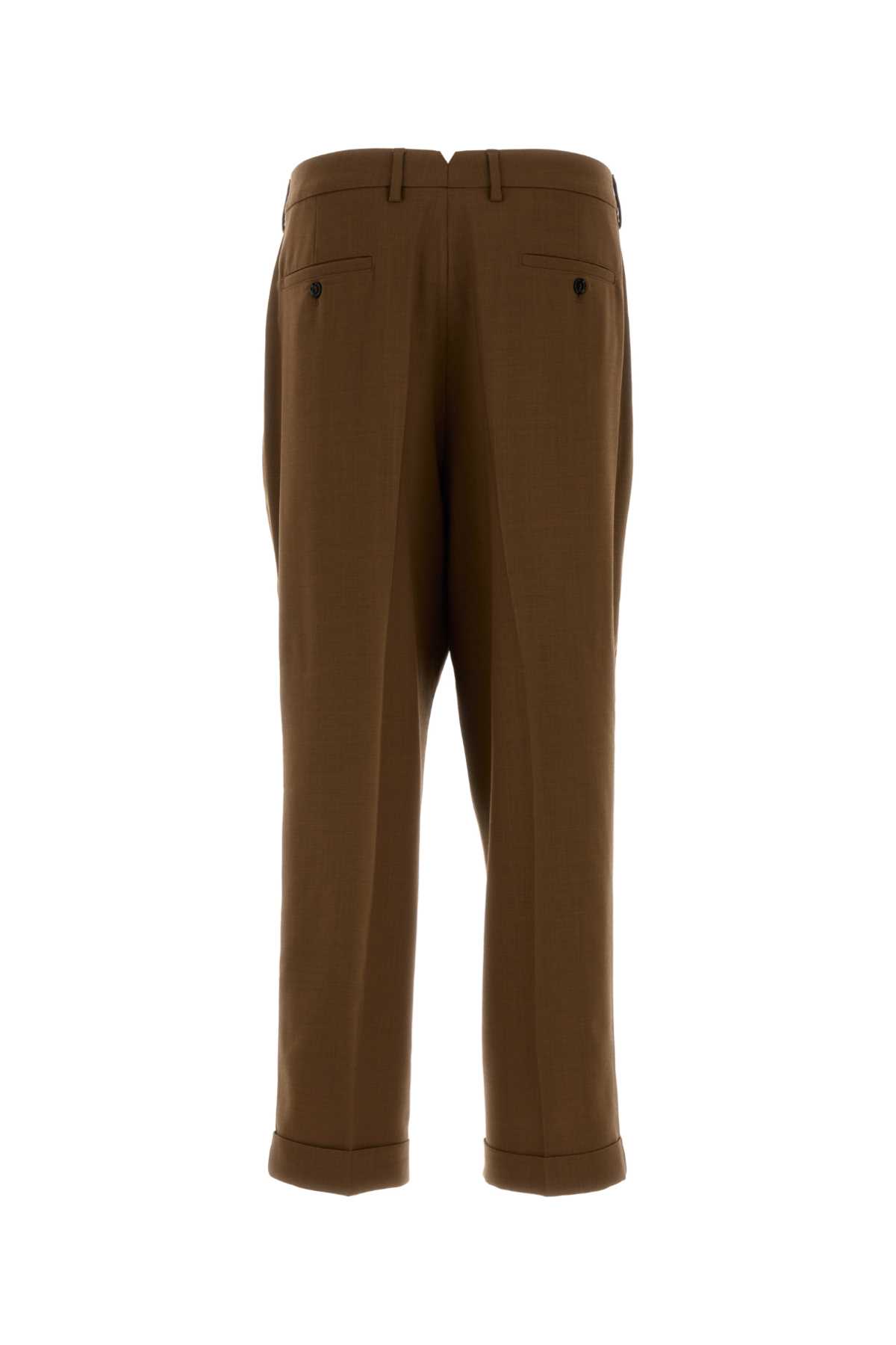Ami Alexandre Mattiussi Tailored Wool Trousers Pleated Front In Brown