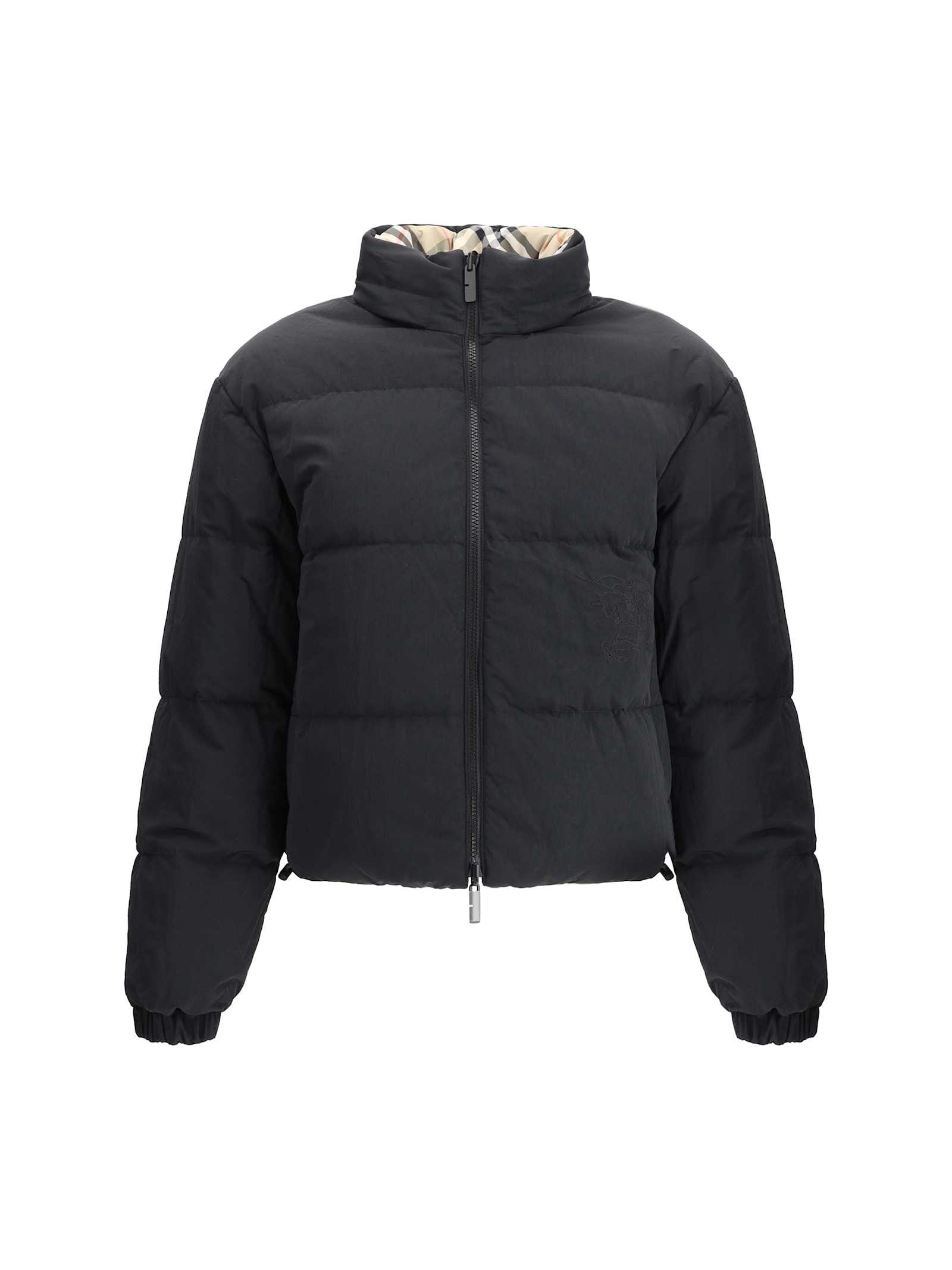 Shop Burberry Reversible Down Jacket In Sand Ip Check