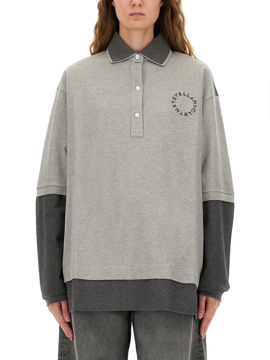 Stella Mccartney Oversized Polo Shirt Collared Neck In Multi