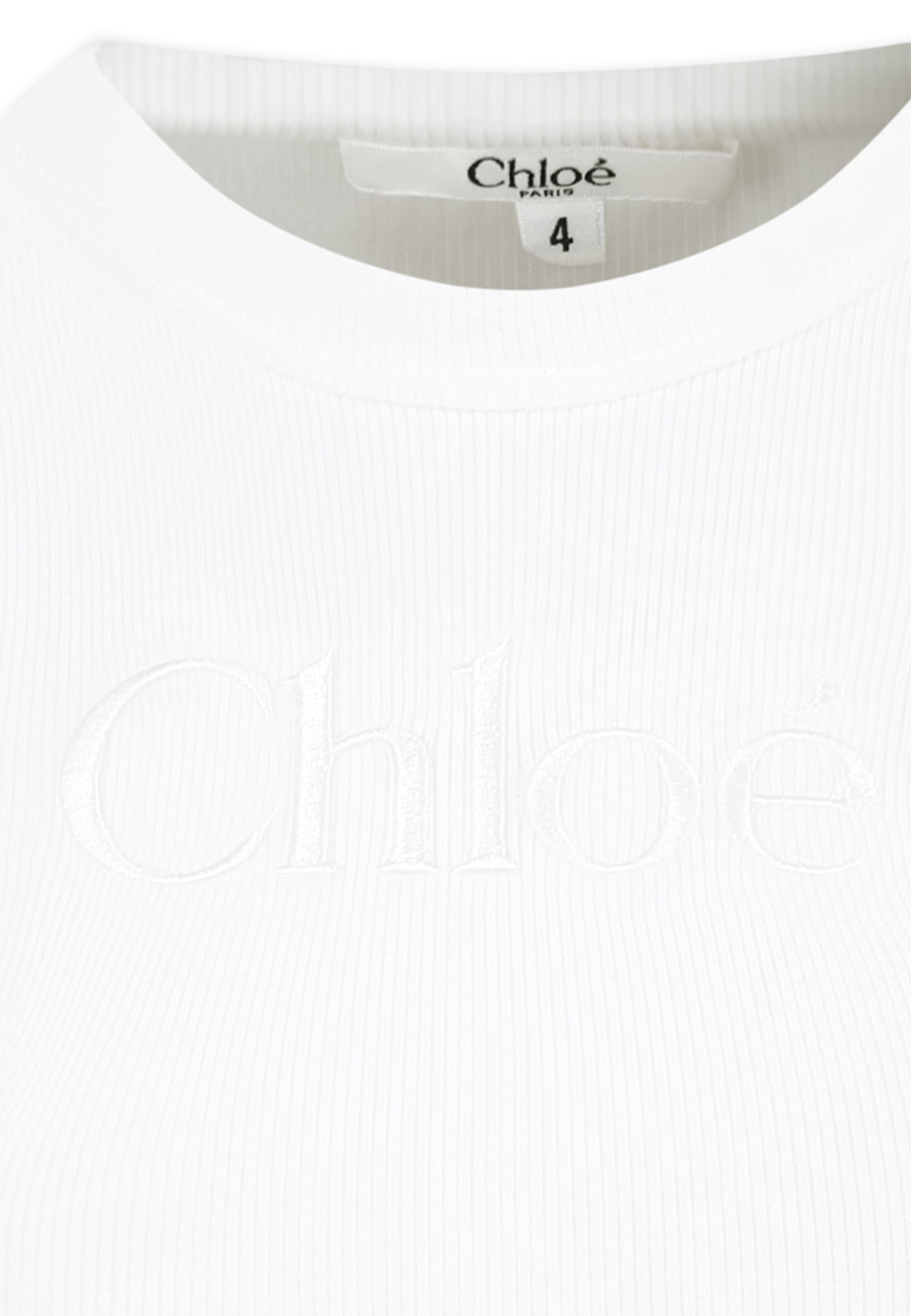 Shop Chloé White Crop Top For Girl With Logo
