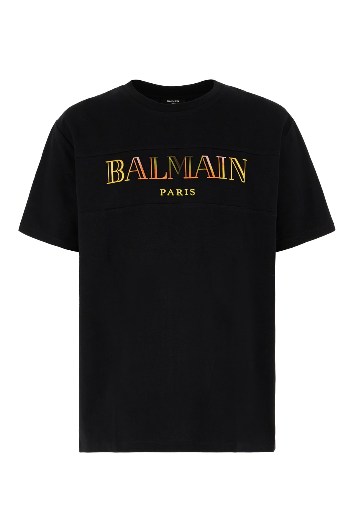 Shop Balmain Black Cotton T-shirt In Noir Multi