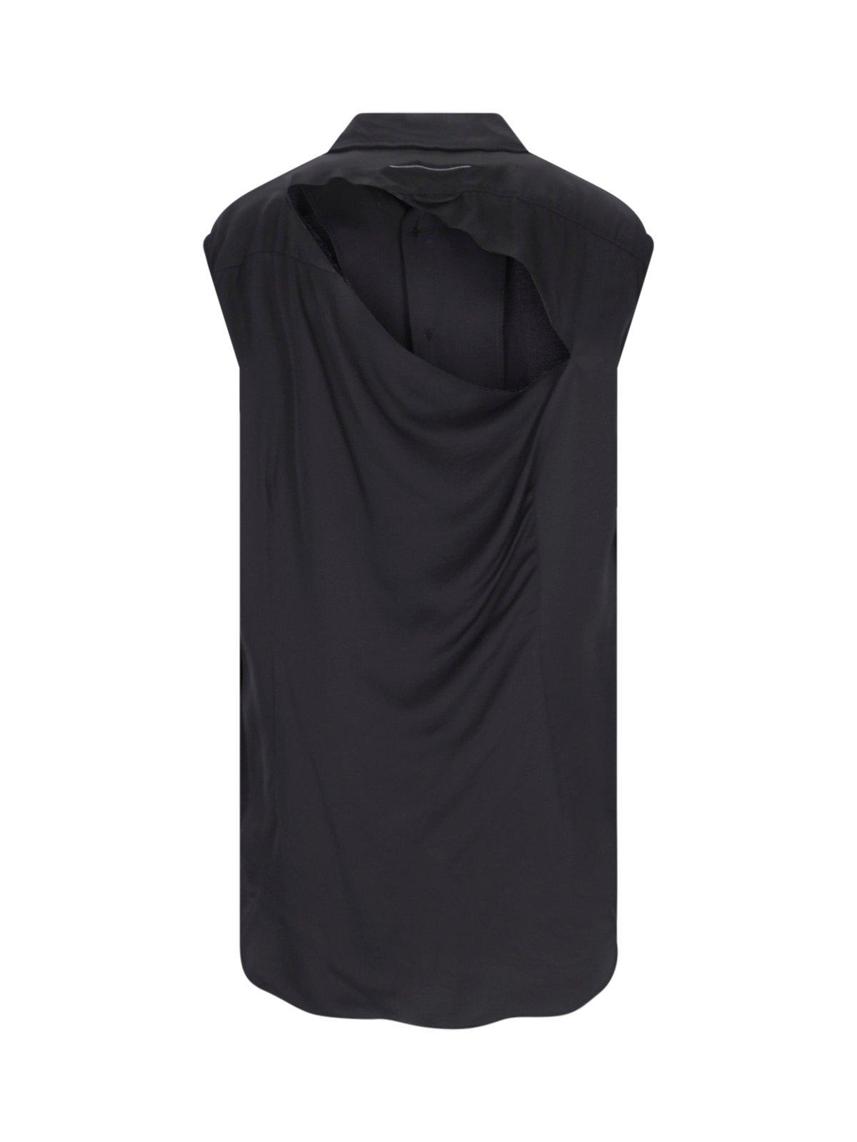 Shop Mm6 Maison Margiela Cut Out Detailed Sleeveless Shirt In Black