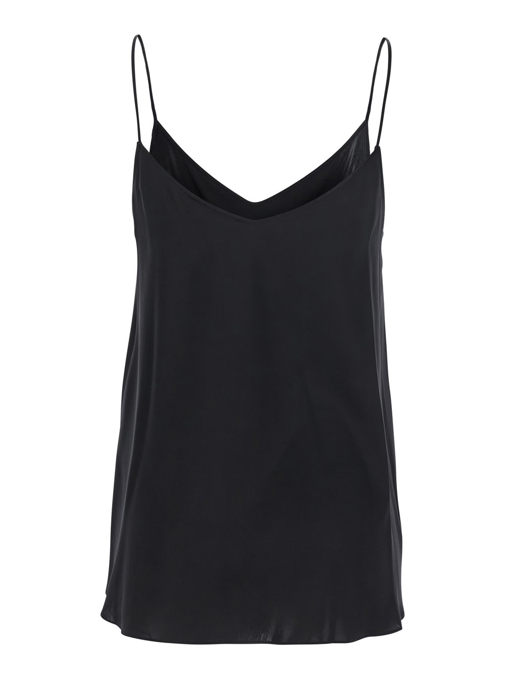 Shop Antonelli Abe Black Sleeveless Top With Spaghetti Straps And V Neck In Silk Stretch Woman