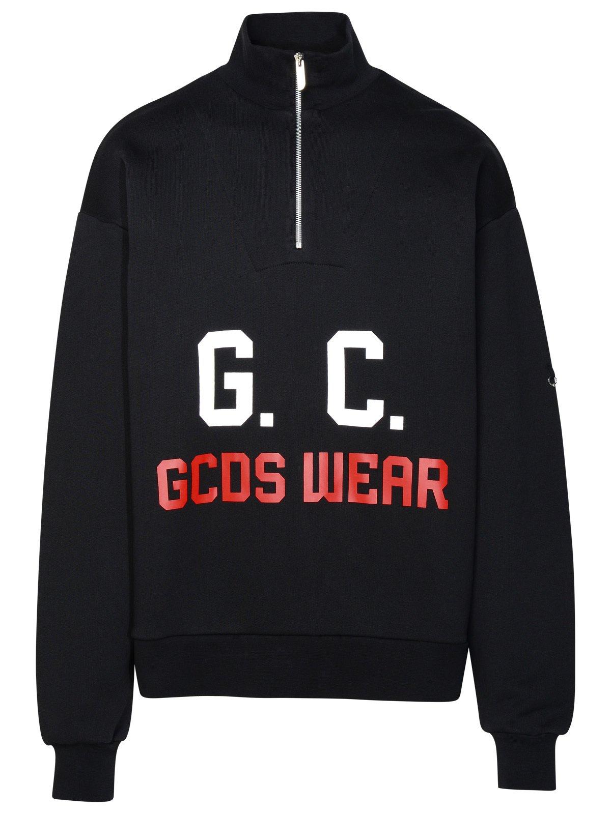 Shop Gcds Logo-printed Straight Hem Sweatshirt In Black