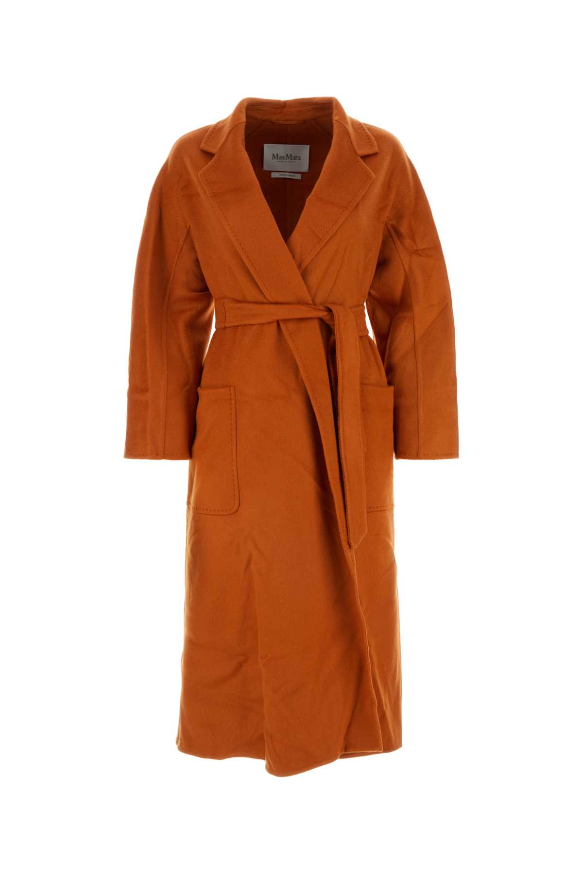 Shop Max Mara Orange Cashmere Ludmilla Coat In 053