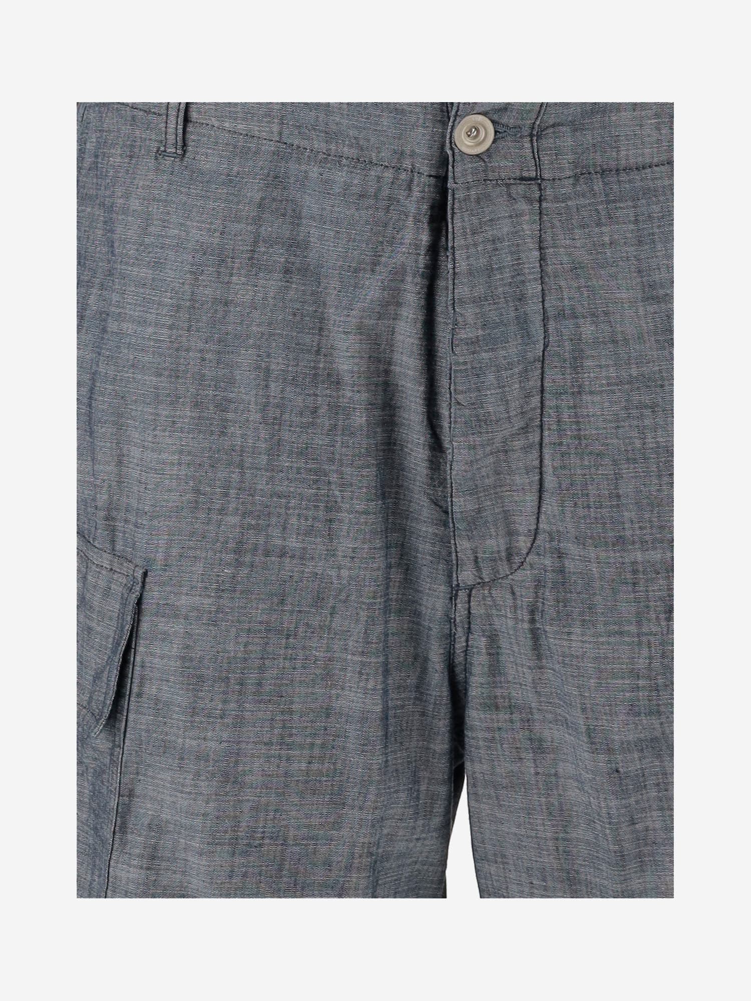 C.p. Company Chambray Cargo Shorts With Adjustable Waist In Gray