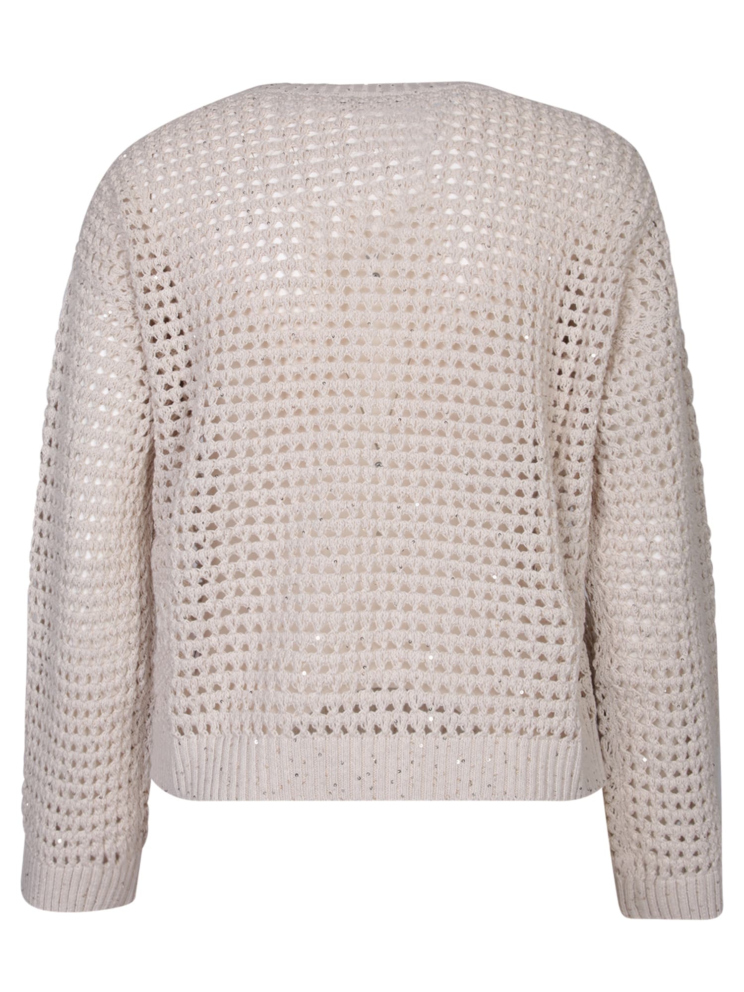 Shop Brunello Cucinelli V-neck Beige Sweater In White