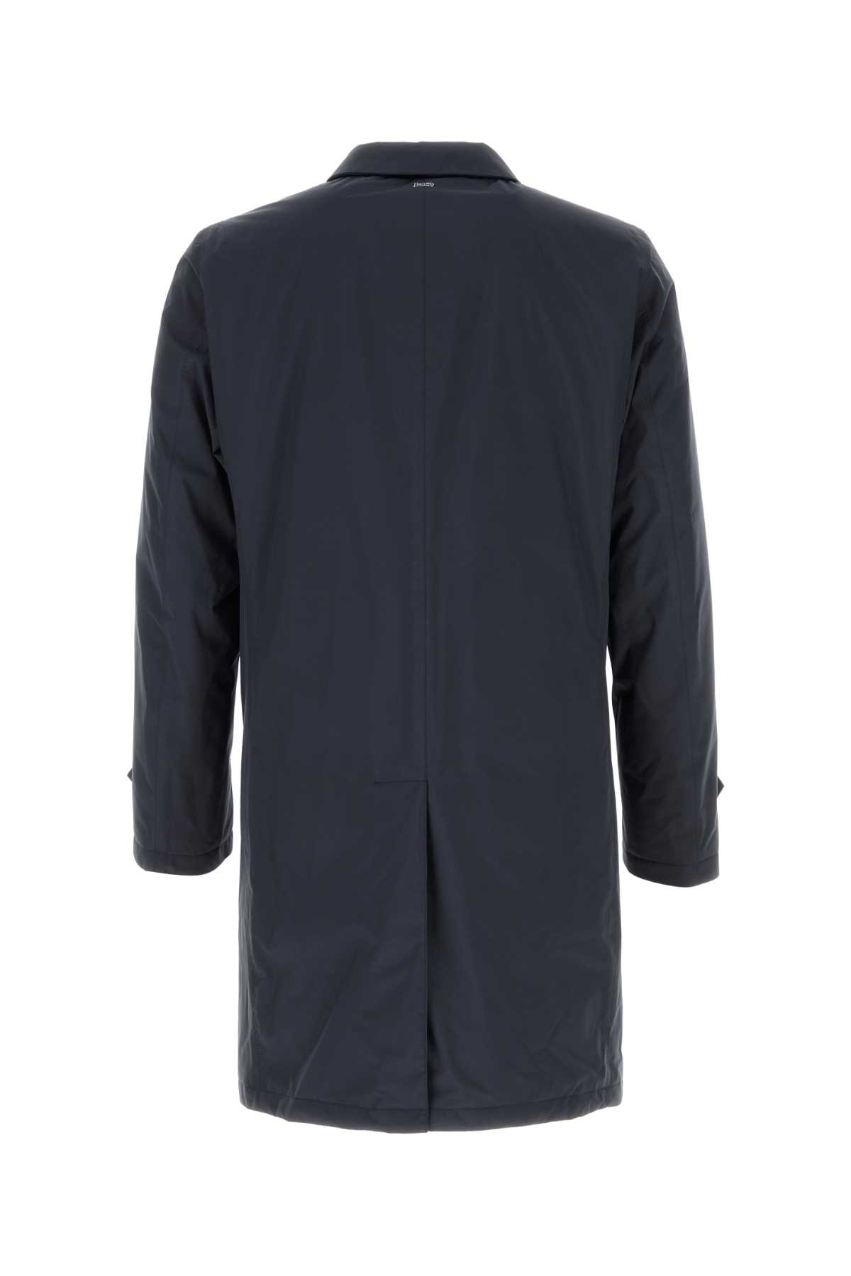 Herno Nylon Trench Coat With Back Vent And Pockets In Gray
