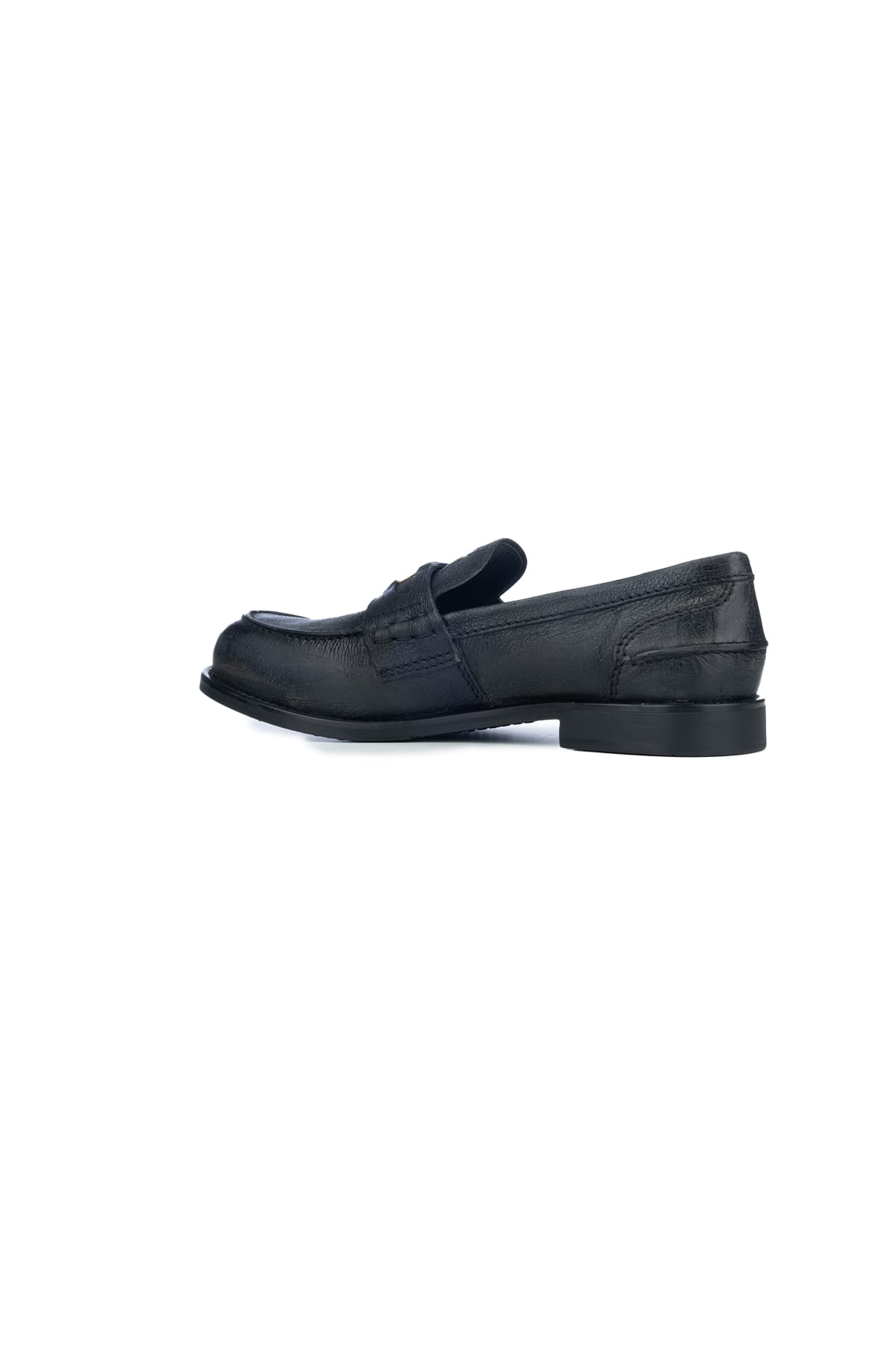 Miu Miu Round Toe Leather Loafers With Rubber Sole In Black