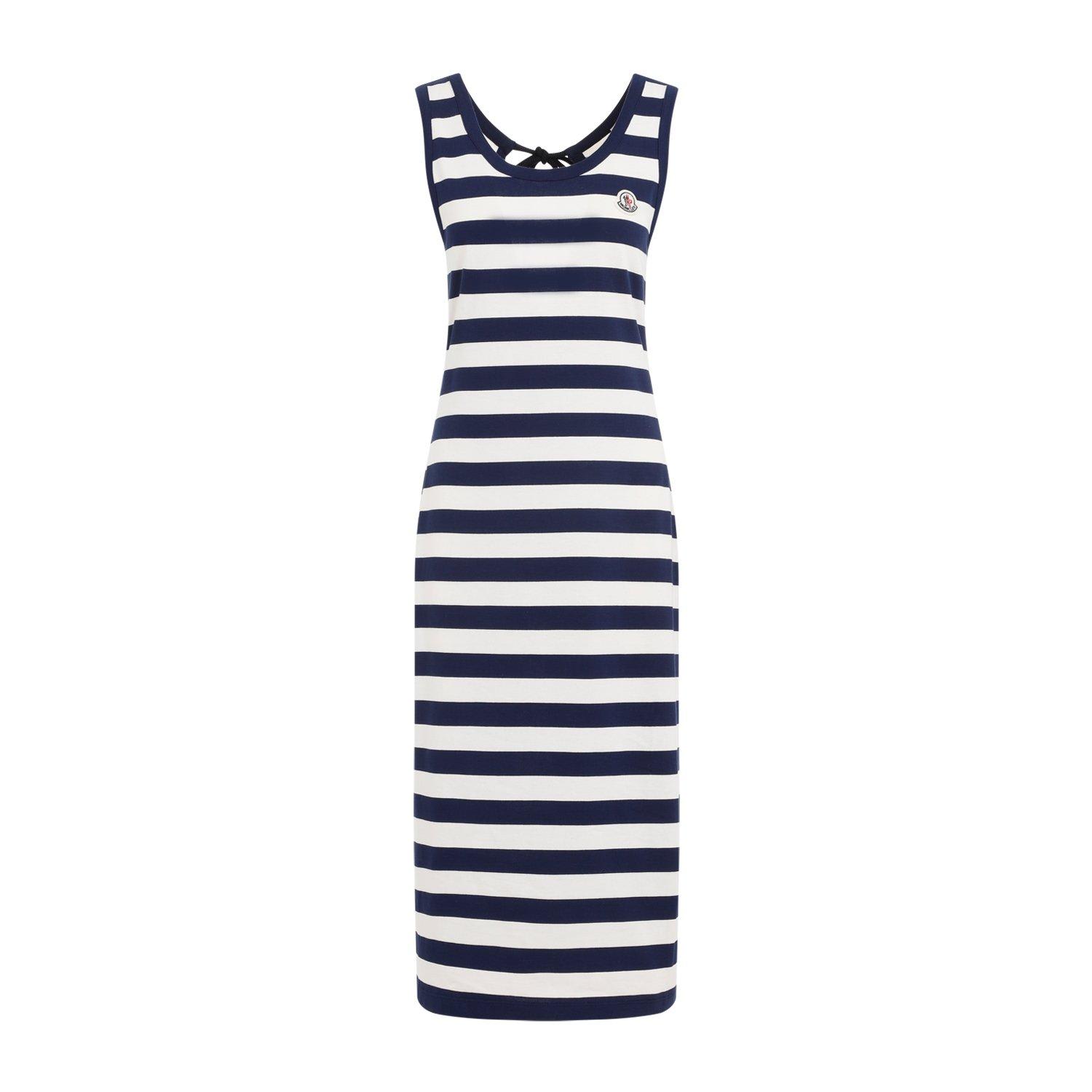 Shop Moncler Striped Sleeveless Dress