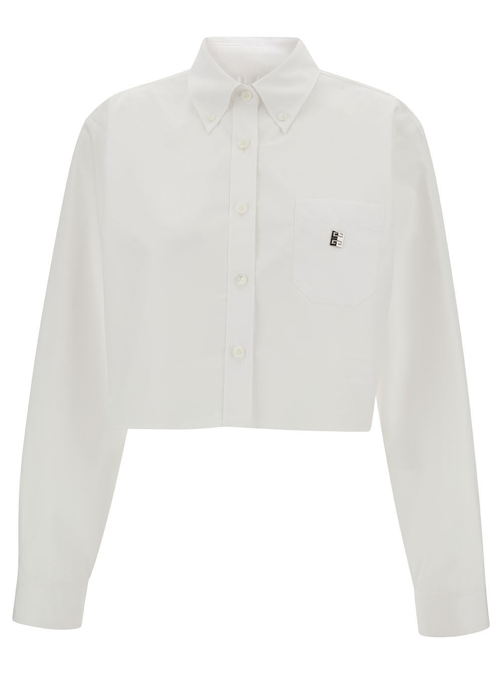 Givenchy White Cropped Shirt With 4g Patch In Cotton Woman