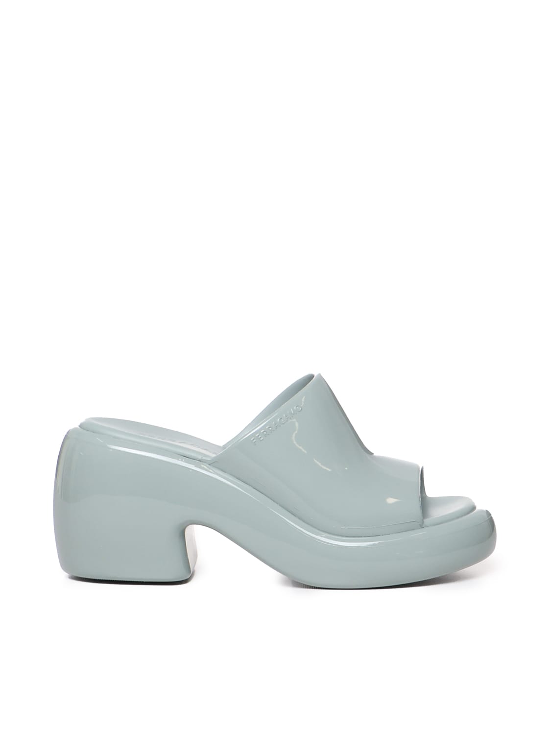 Shop Ferragamo Chunky Slide Sandals In Aqua Green