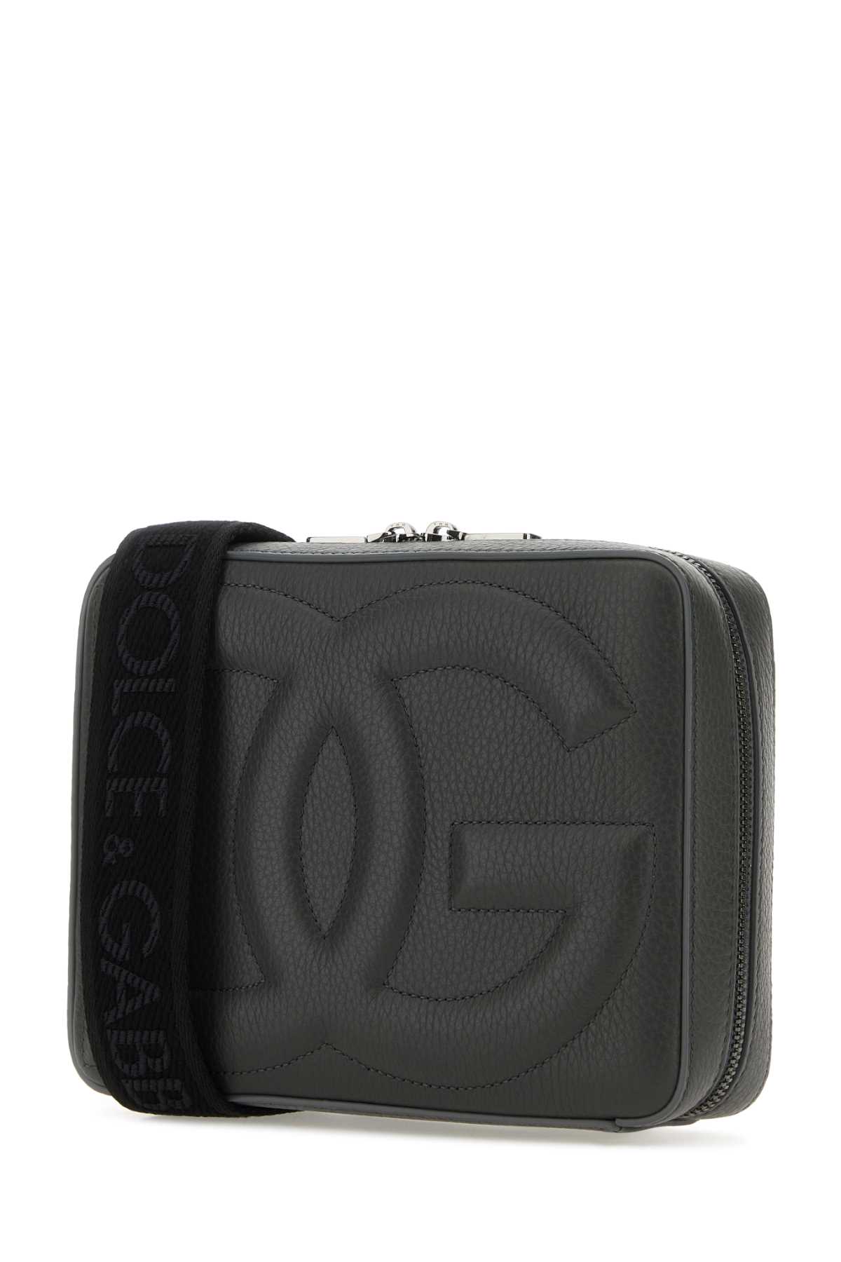 Shop Dolce & Gabbana Dark Grey Leather Crossbody Bag In Grigio