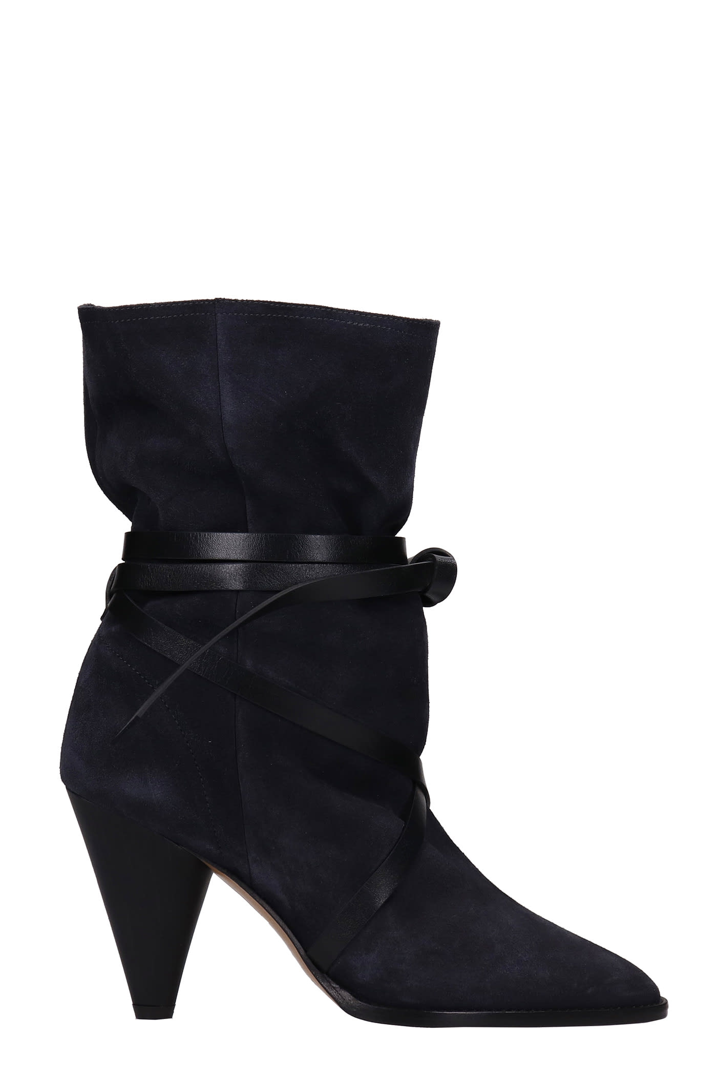 Isabel Marant Lidly High Heels Ankle Boots In Black Suede And Leather