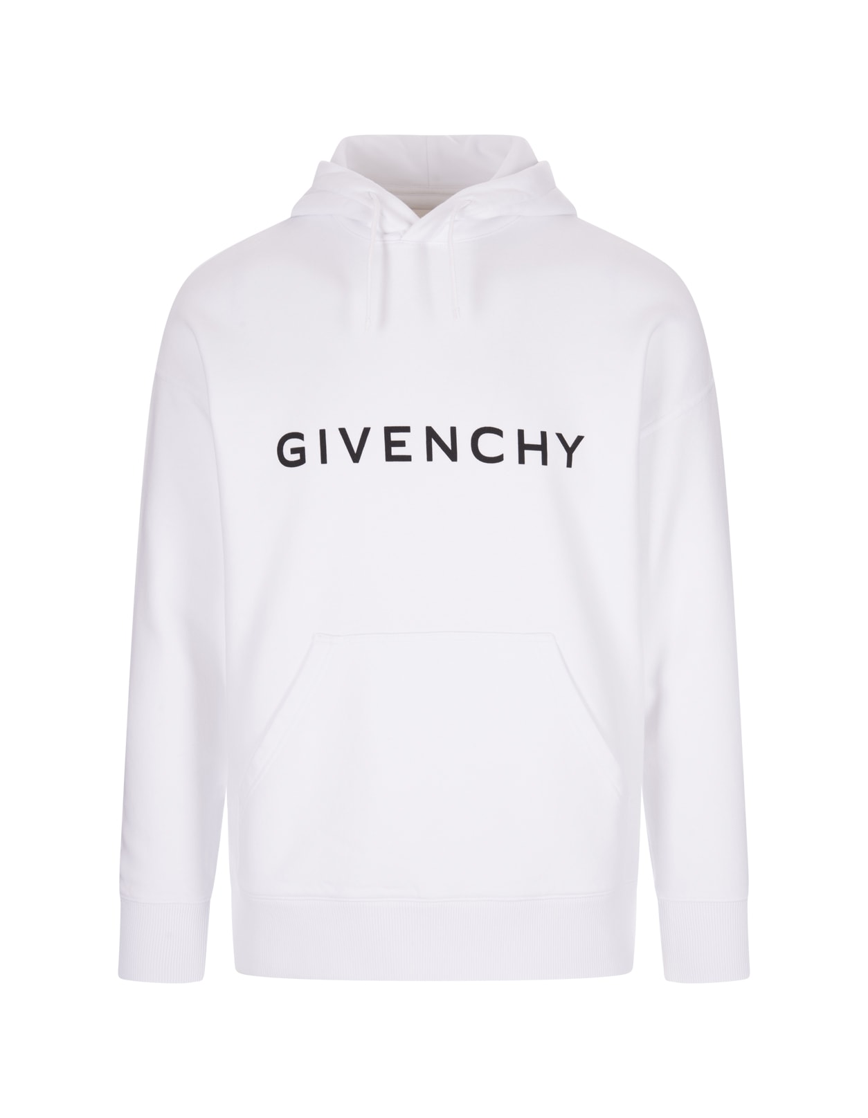 Givenchy Archetype Hoodie In White Gauzed Fabric In Bianco