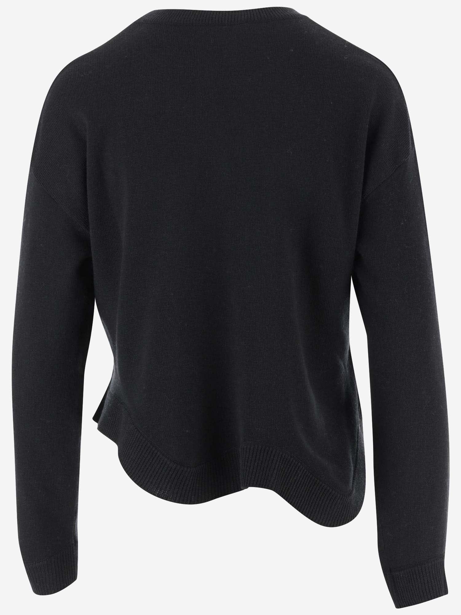 Moschino Asymmetric Hem Crewneck Knitted Jumper In Black