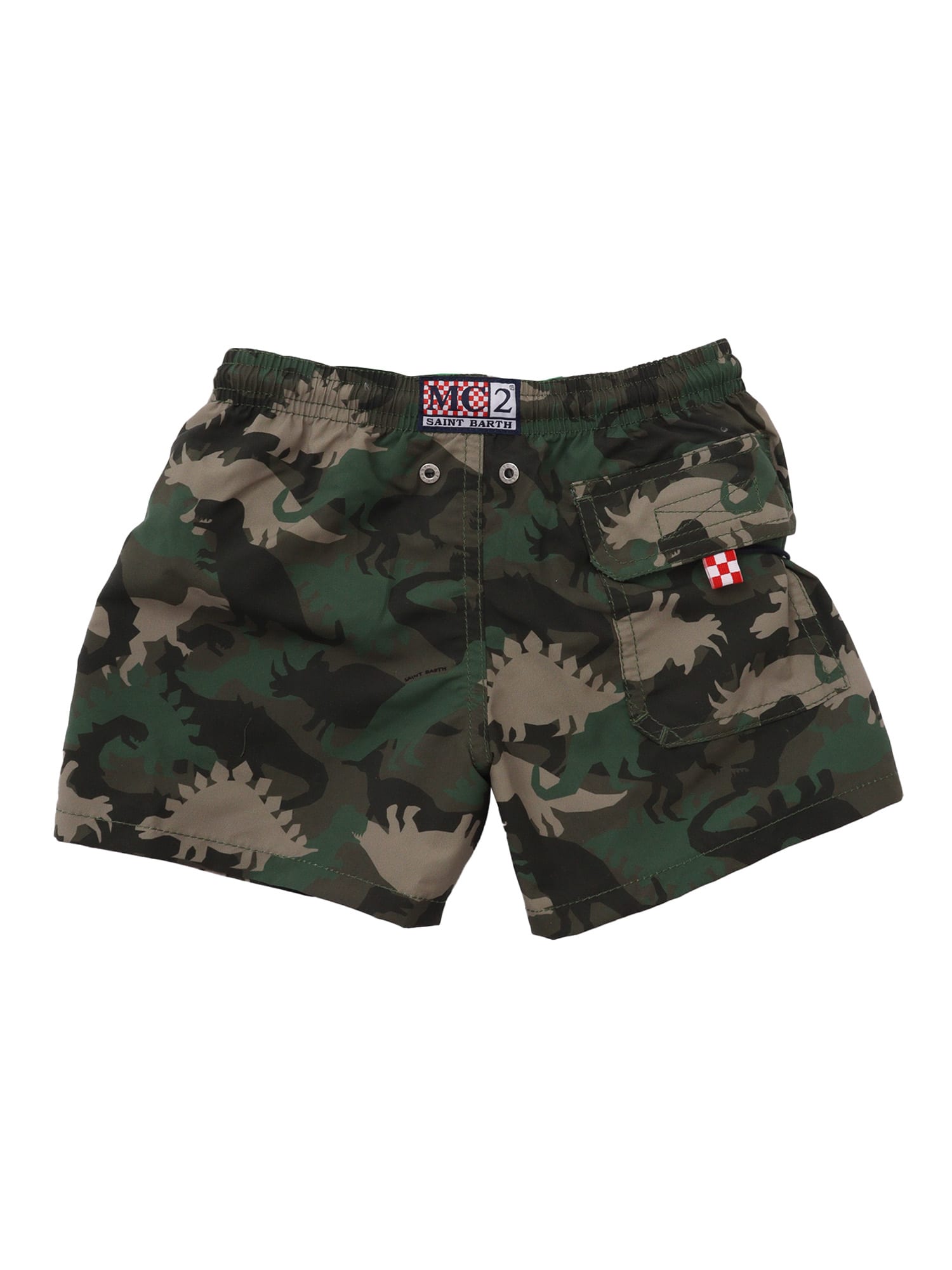 Mc2 Saint Barth Dinosaur-camo Swim Shorts In Green