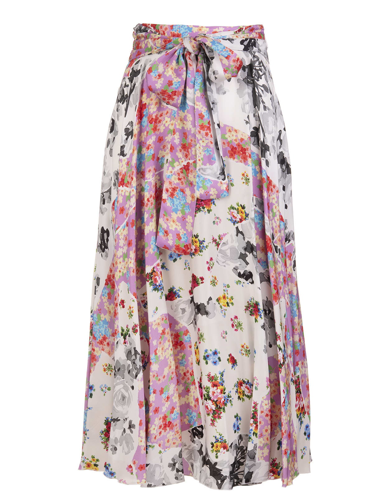 MSGM Flared Longuette Skirt With Multicolored Floral Print