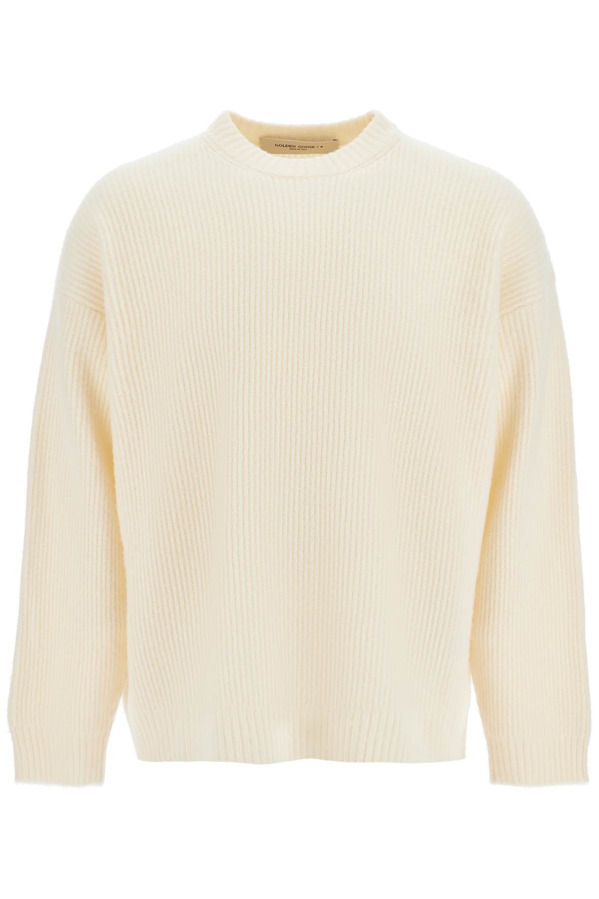 Shop Golden Goose Ribbed Wool Pullover Sweater In Heritage White (white)