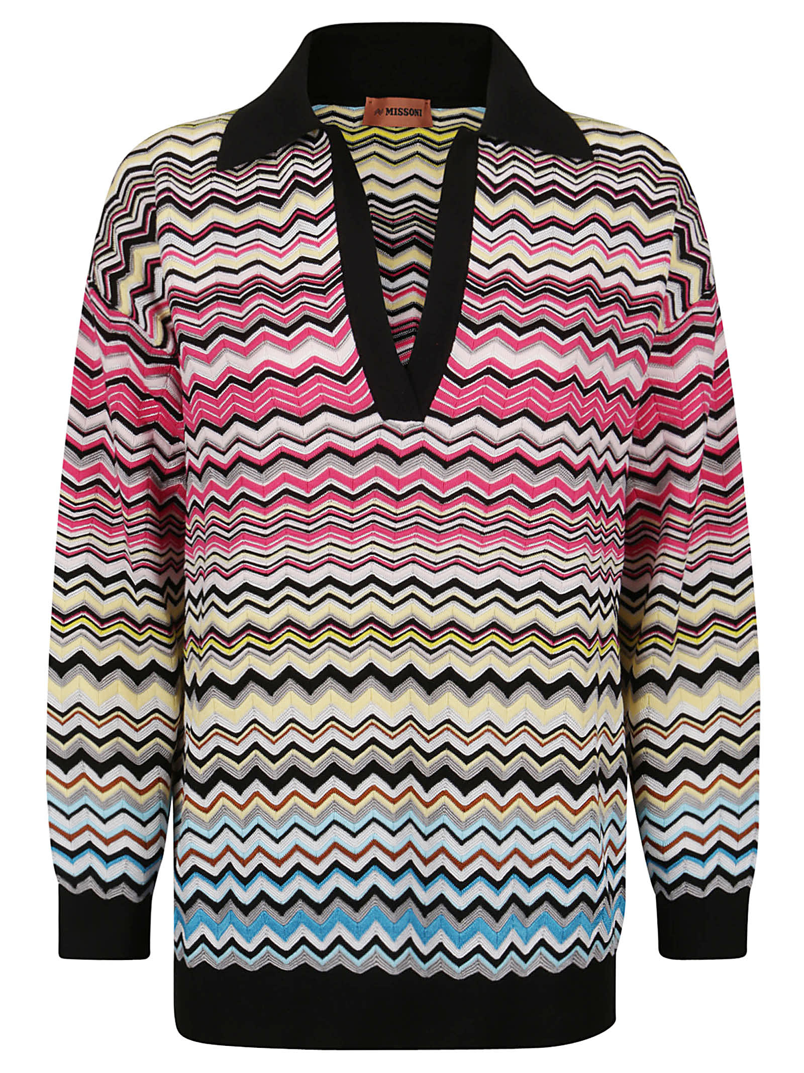 Shop Missoni V Neck Sweater In Nh Multicolor White Black