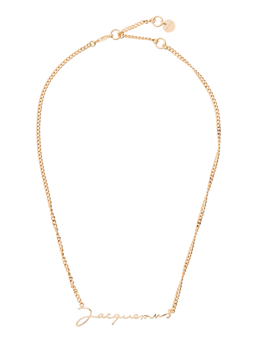 JACQUEMUS GOLD-TONE LE CHAINE NECKLACE WITH LOGO PLAQUE IN BRASS WOMAN