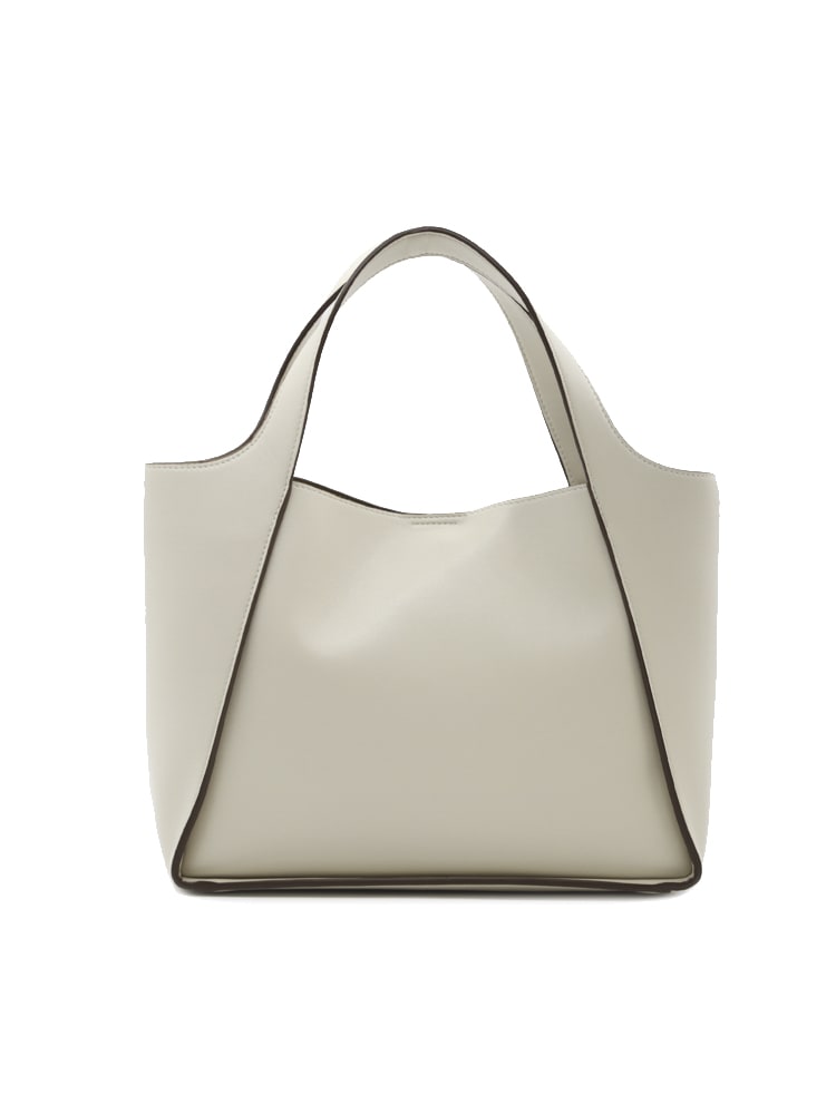 Shop Stella Mccartney Vegan Leather Tote Bag With Perforated Logo Detail In Pure White
