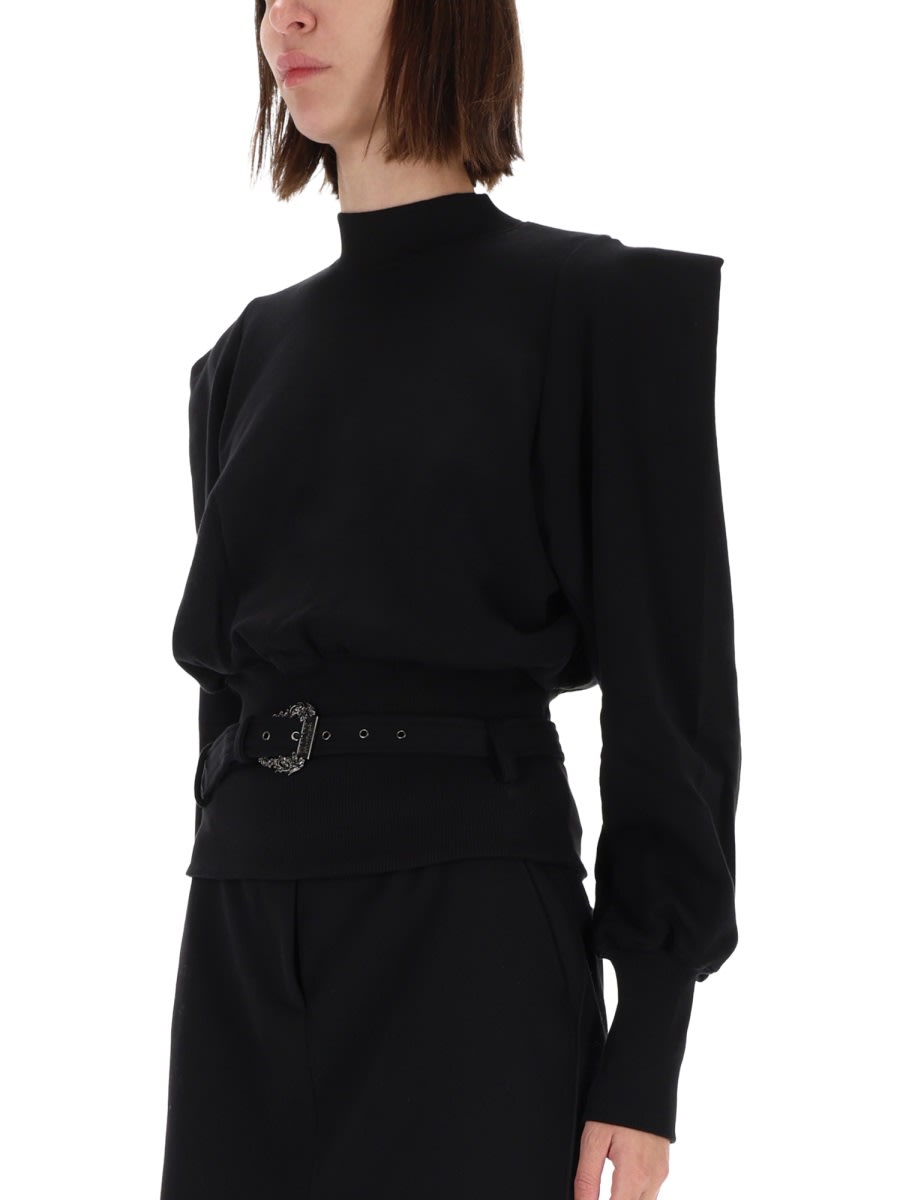 Versace Jeans Couture Sweatshirt With Draped Shoulders In Black