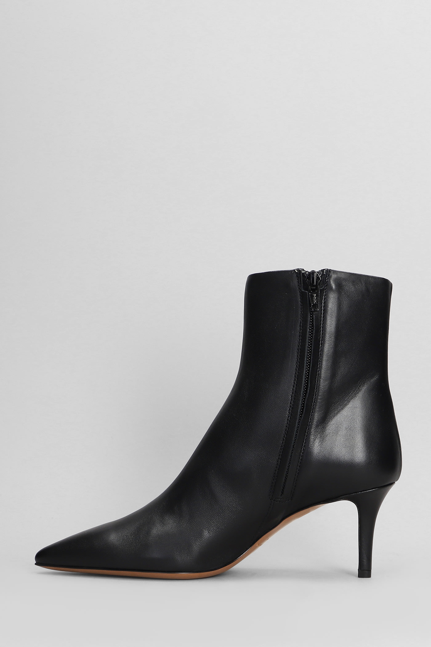 FABIO RUSCONI HIGH HEELS ANKLE BOOTS IN BLACK LEATHER 