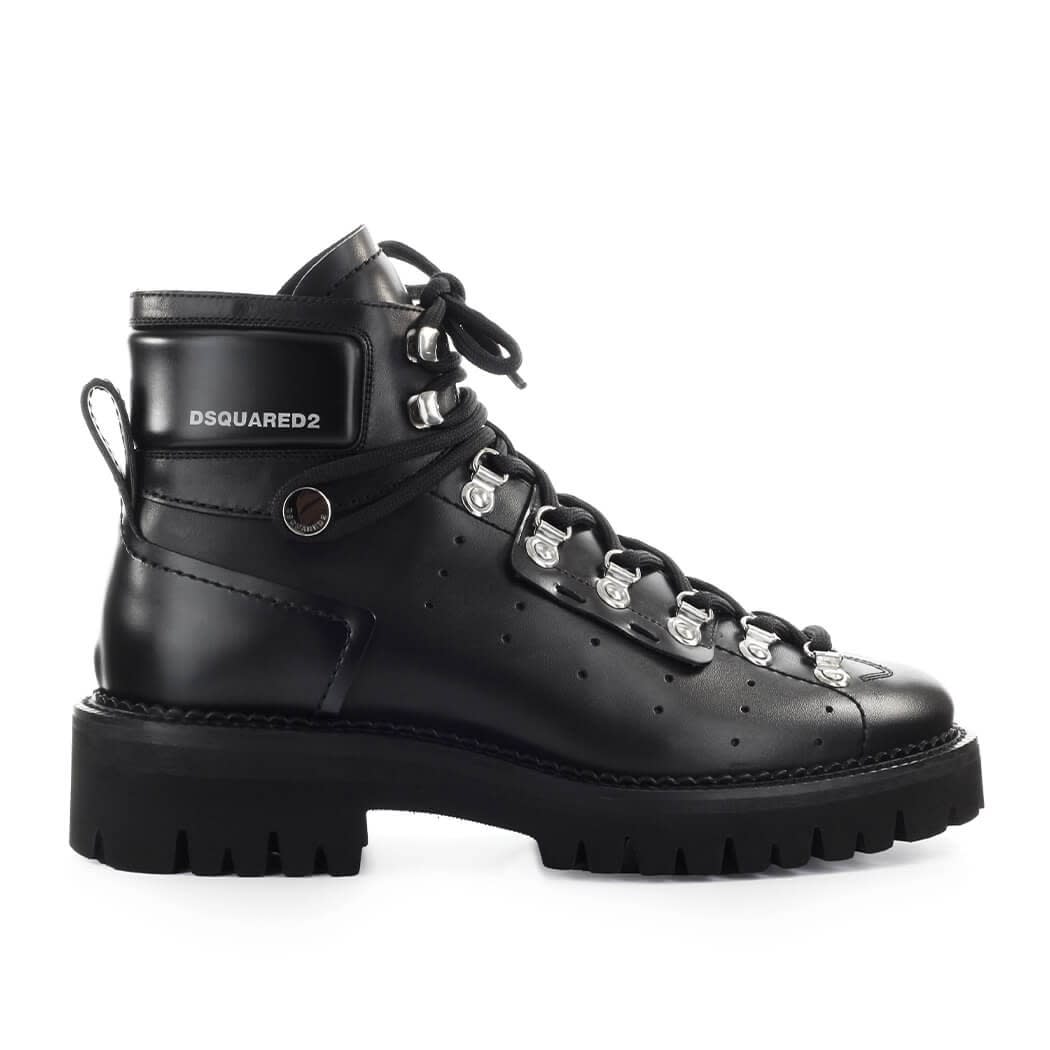 Dsquared2 Hiking Hector Black Leather Combat Boot