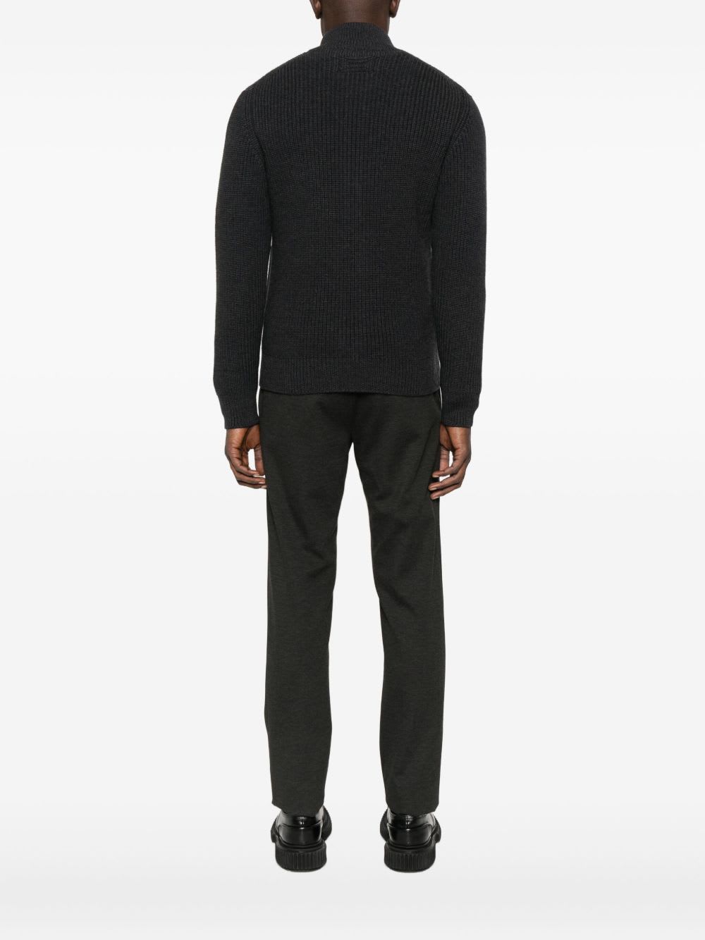 Drumohr Ribbed Cardigan With Zip Closure In Multi