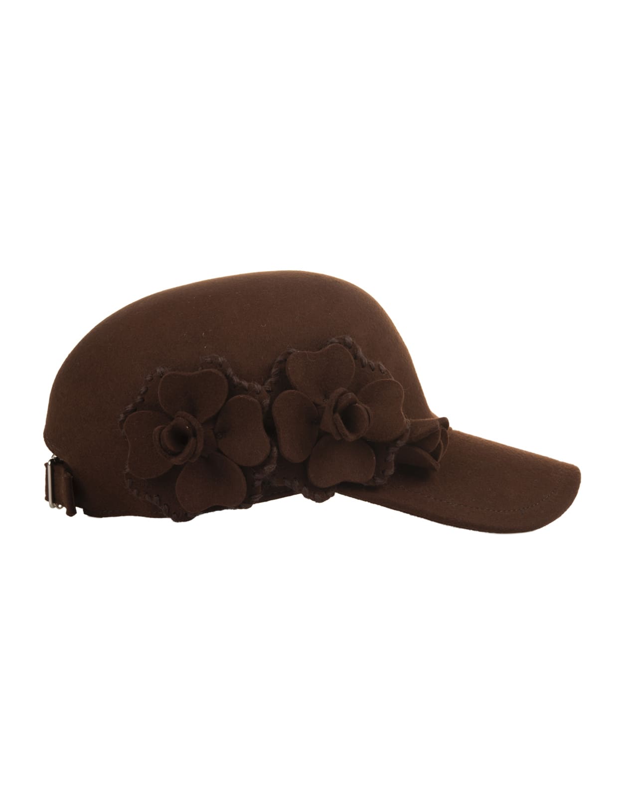 Shop Ermanno Scervino Brown Baseball Hat With Flower Appliqué