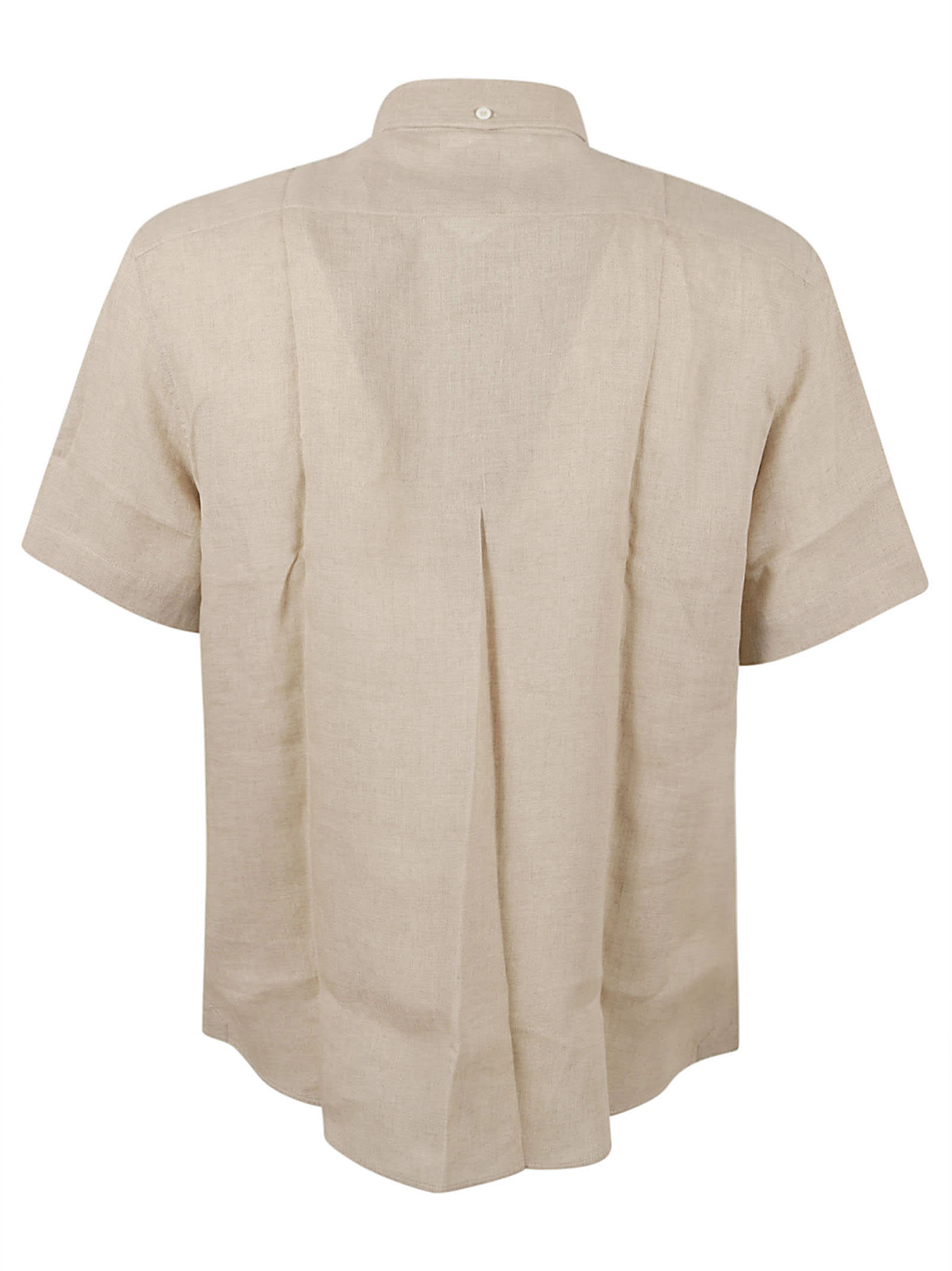 Shop Brunello Cucinelli Round Hem Patched Pocket Plain Shirt In Creta