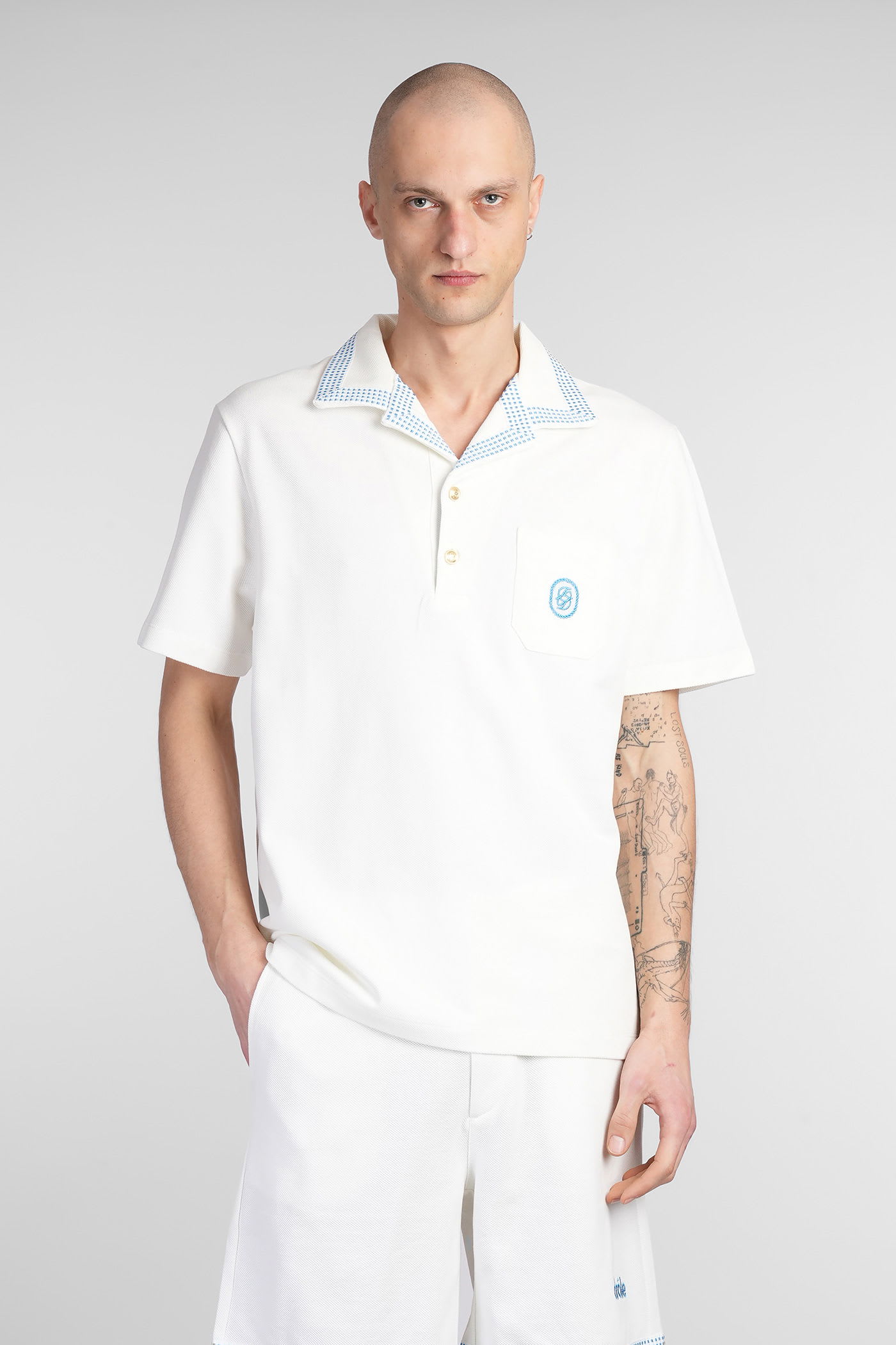 Polo In White Cotton