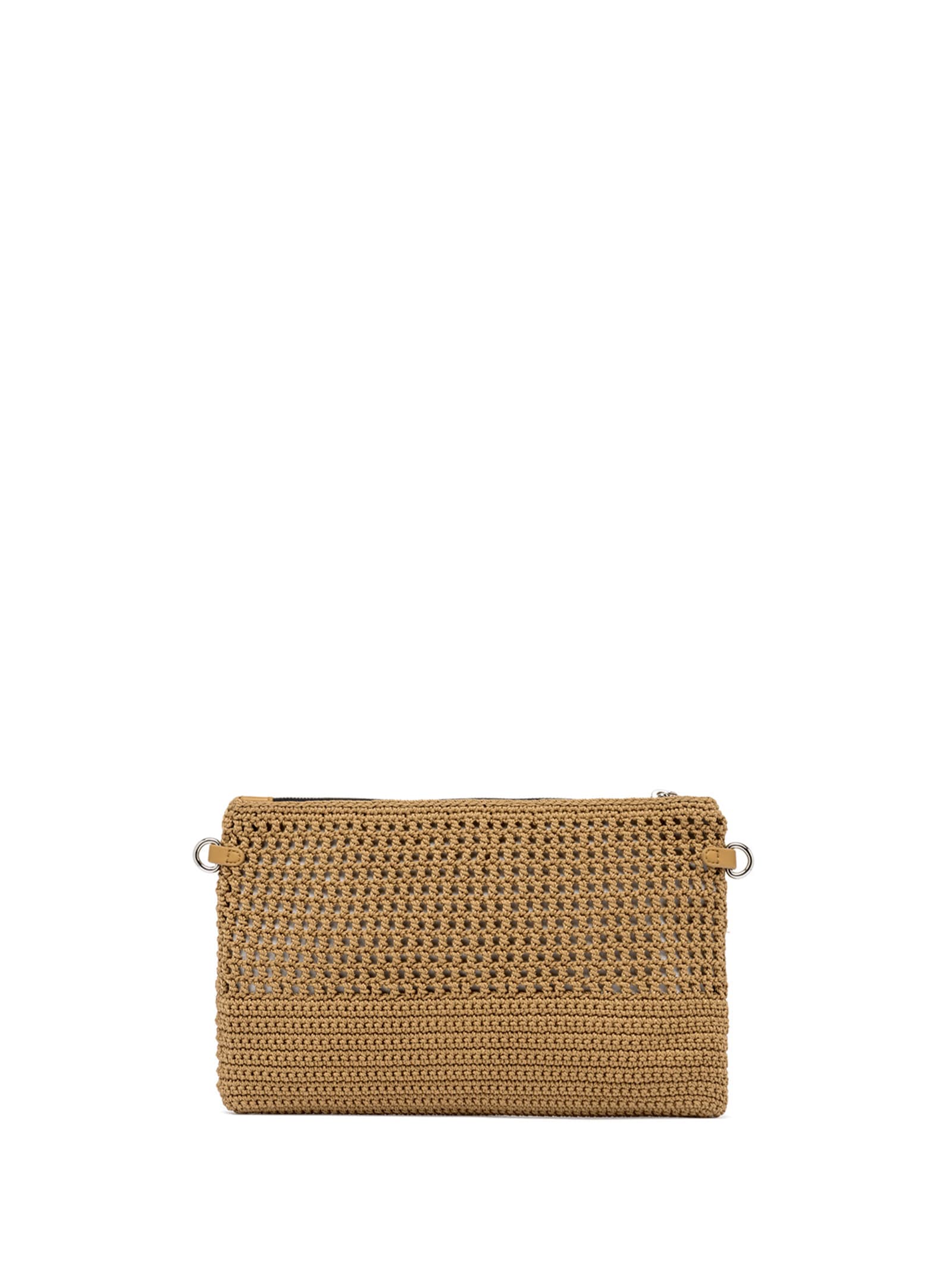 Shop Gianni Chiarini Camel Victoria Clutch Bag In Crochet Fabric