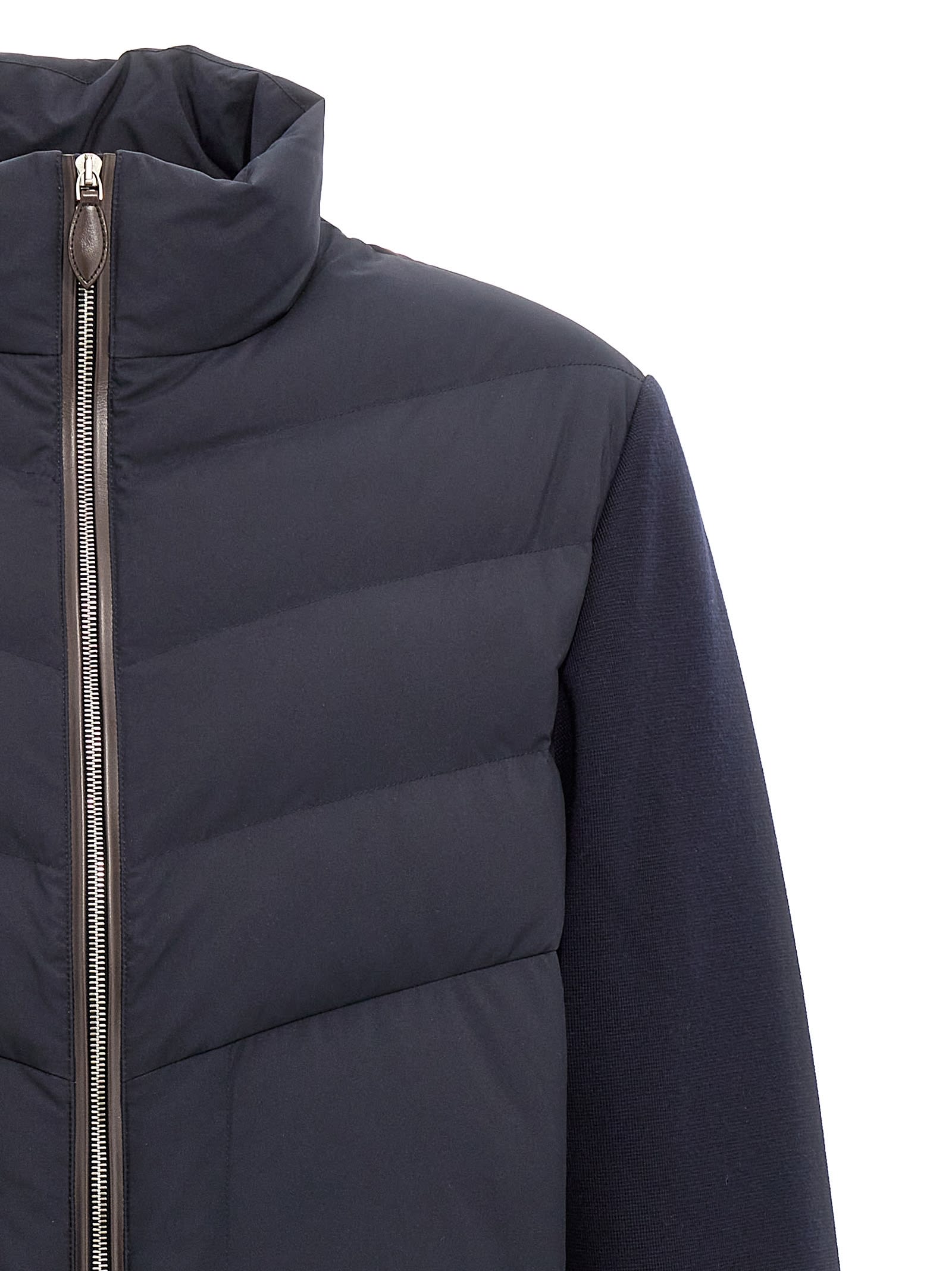 Shop Berluti Two-material Puffer Jacket In Blue