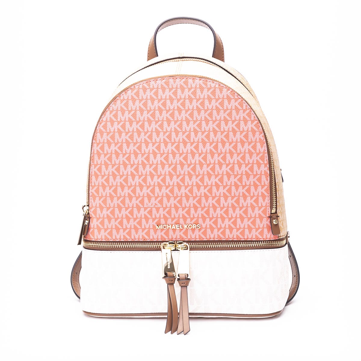 pink and white michael kors backpack