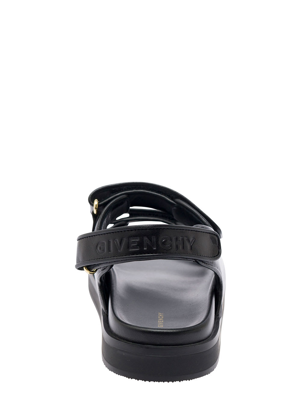 Shop Givenchy Black Flat Sandals With Straps And 4g Detail In Padded Leather Woman