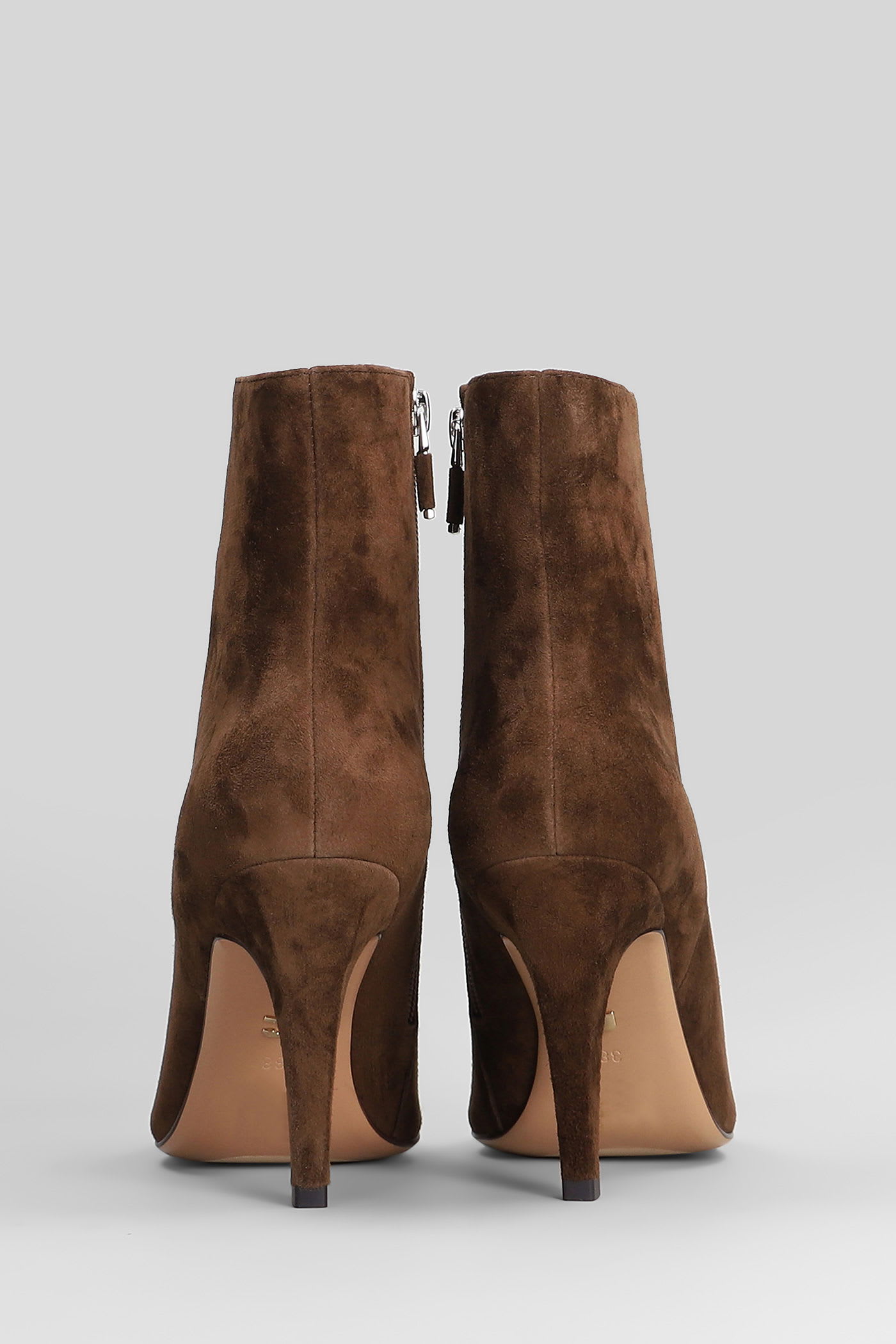 Lola Cruz High Heels Ankle Boots In Brown Suede In Brown