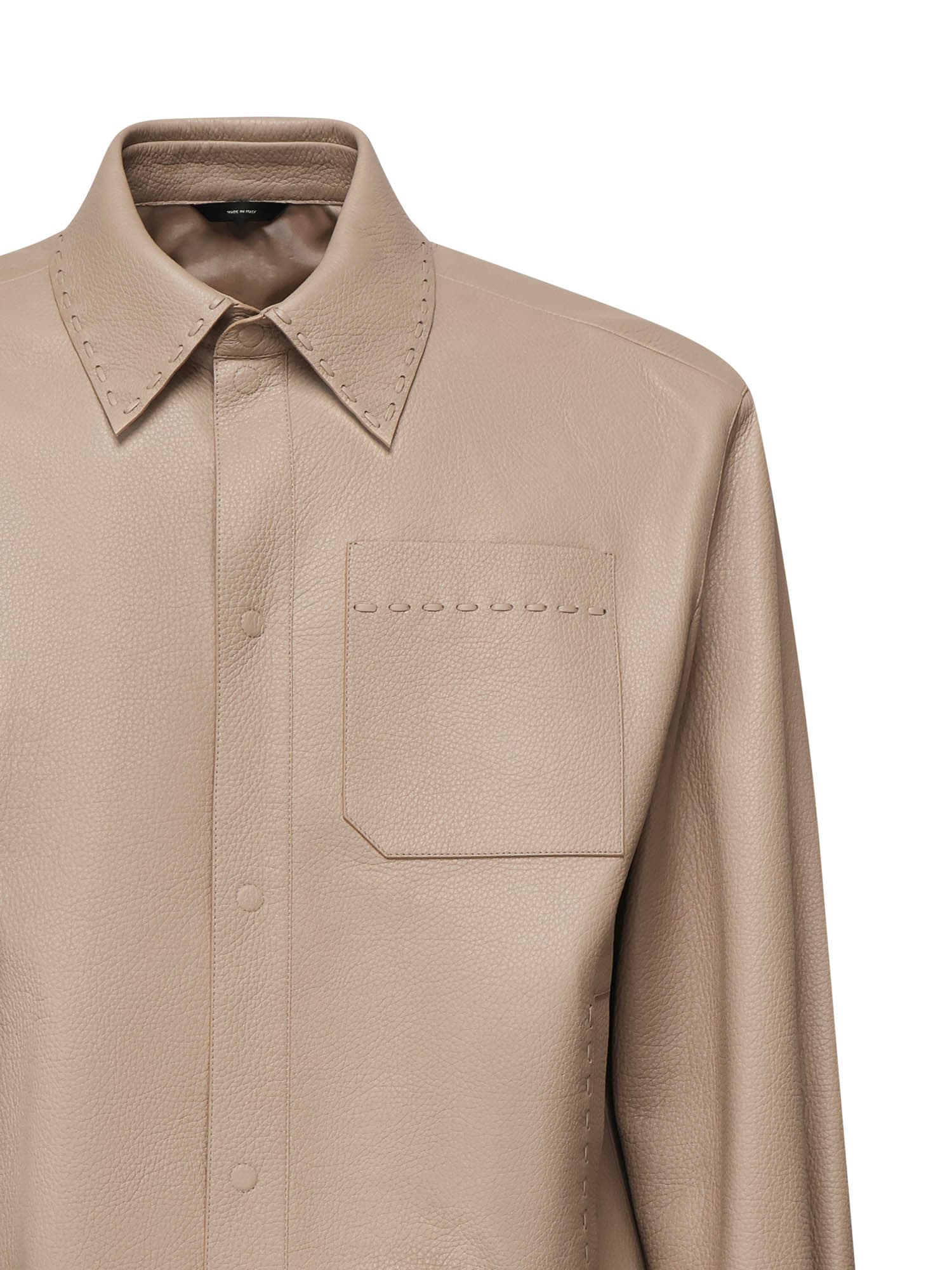 Fendi Selleria Leather Jacket In Orange