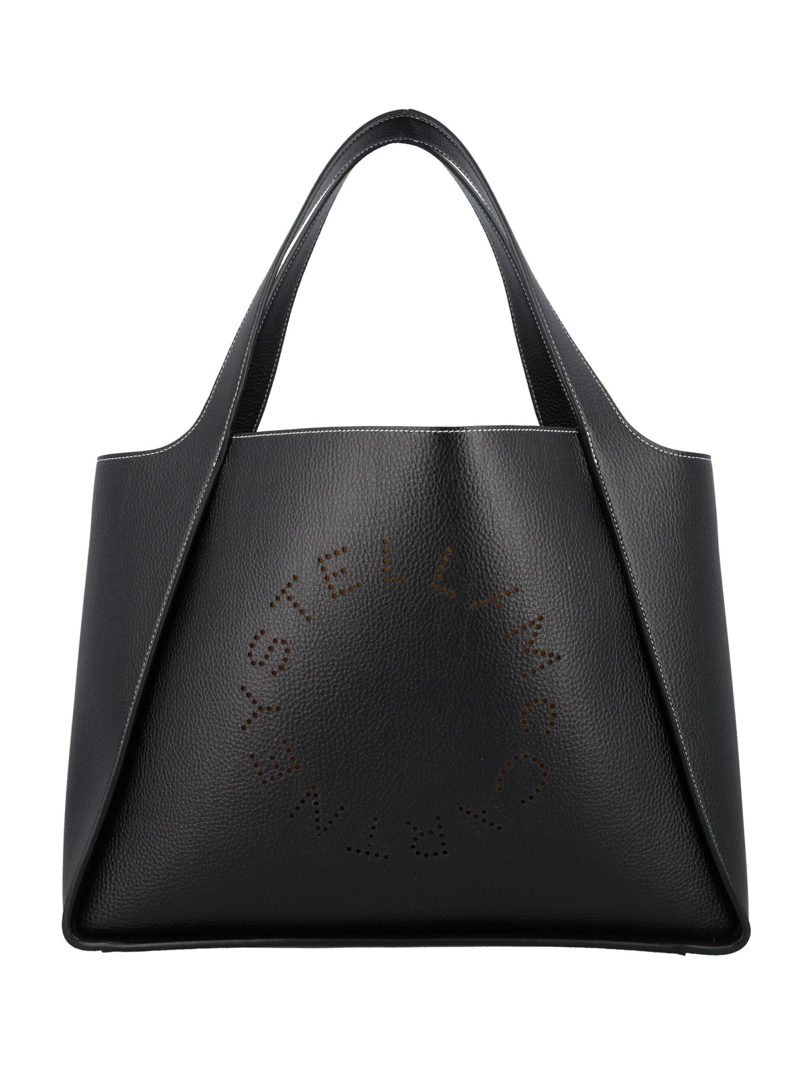 Shop Stella Mccartney Logo Grainy Alter Mat Tote Bag In Black