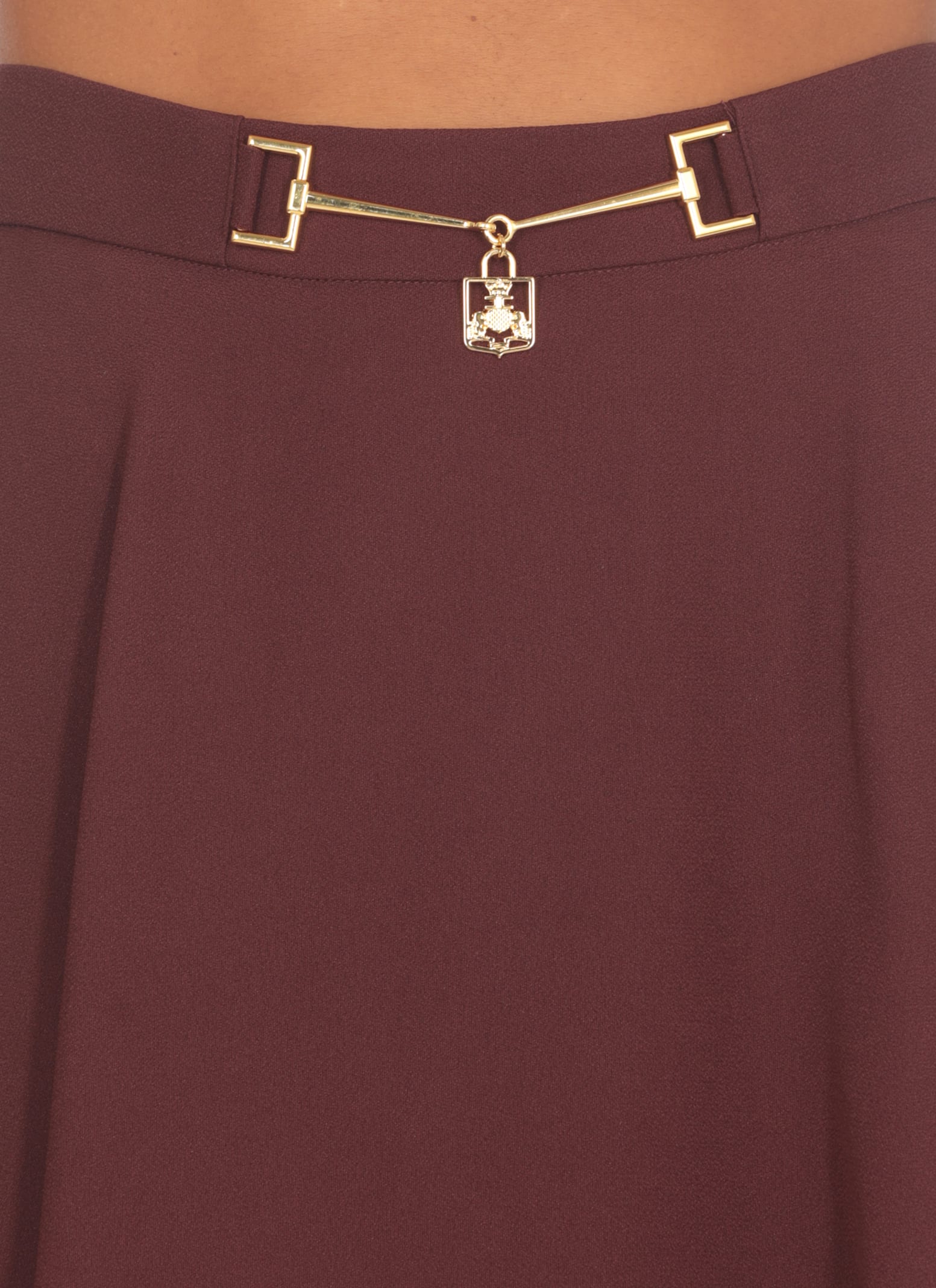 Shop Elisabetta Franchi Crepe Full Mini Skirt In Bordeaux