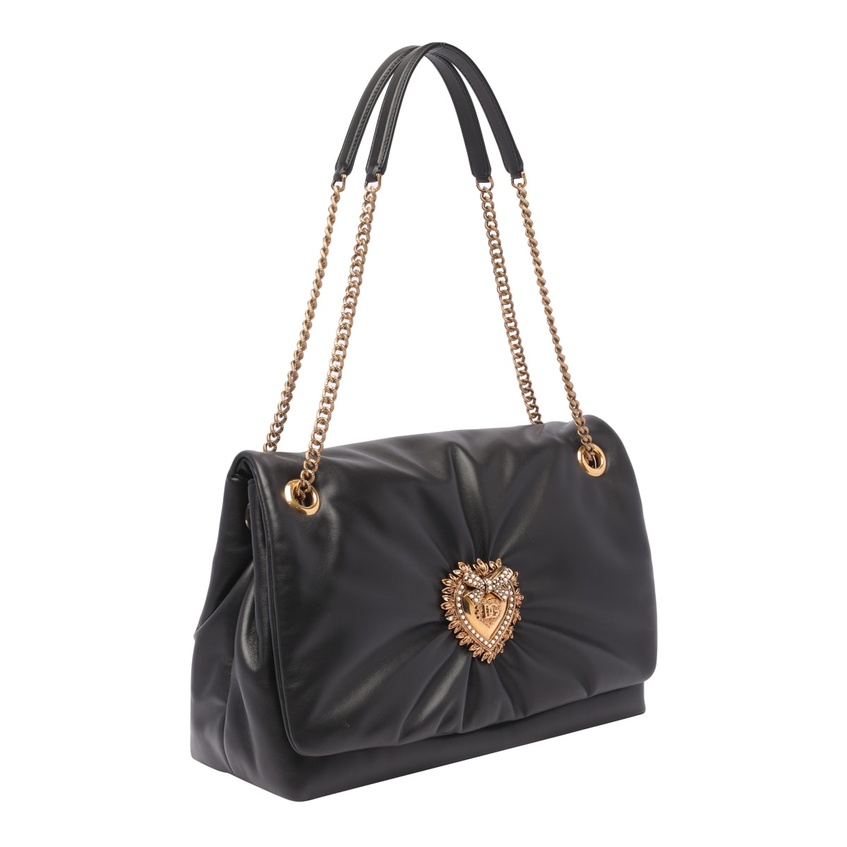 Shop Dolce & Gabbana Medium Devotion Soft Shoulder Bag In Black