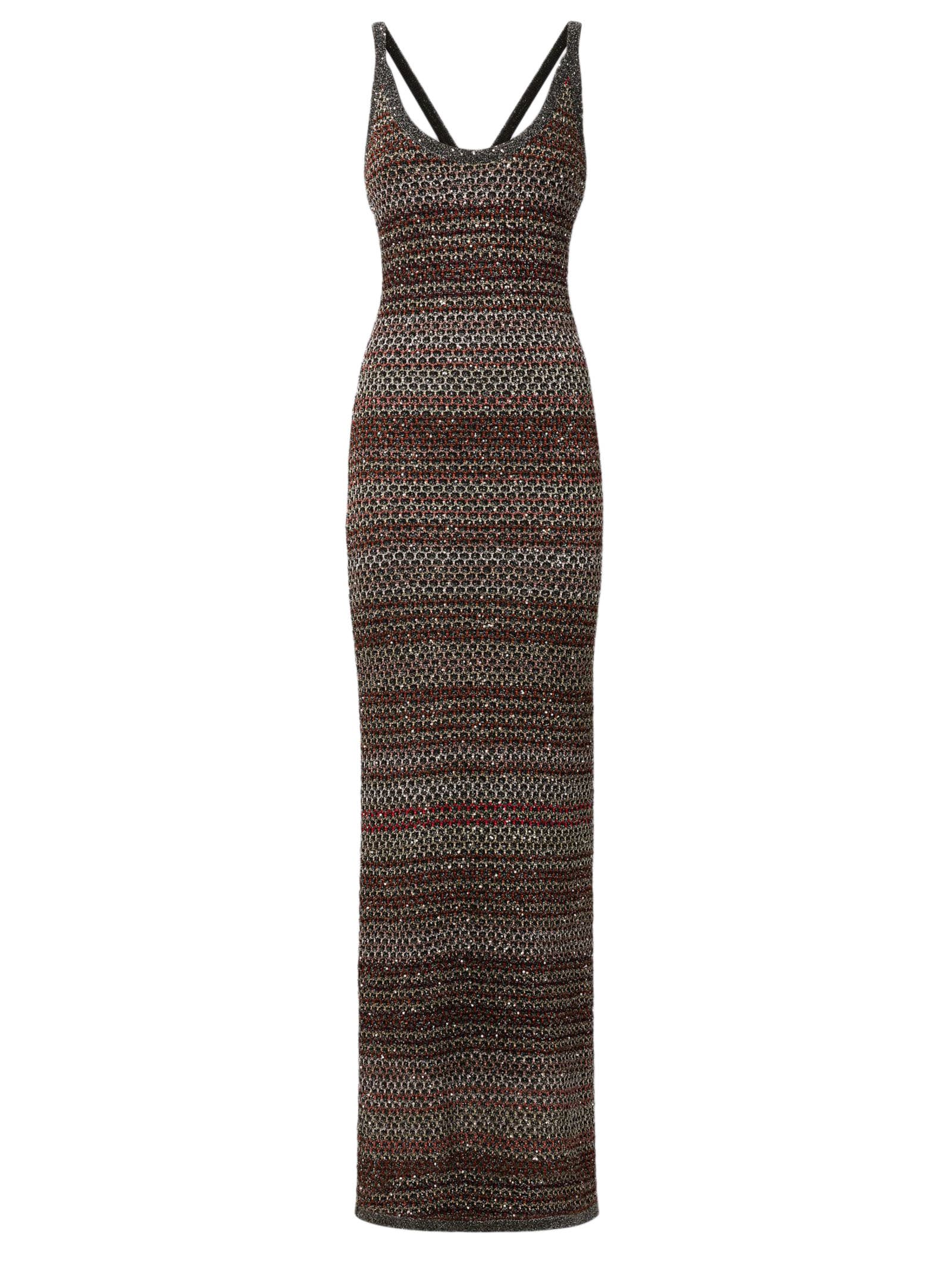 Shop Missoni Long Dress In Zigzag Knit In Multicolour