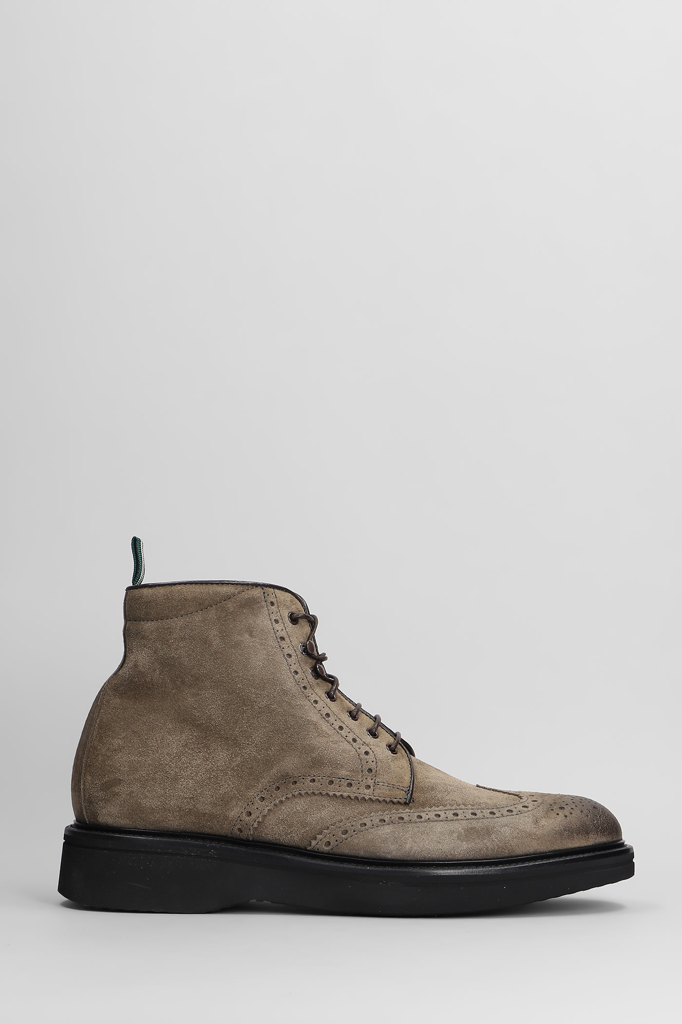 Shop Green George Lace Up Shoes In Taupe Suede