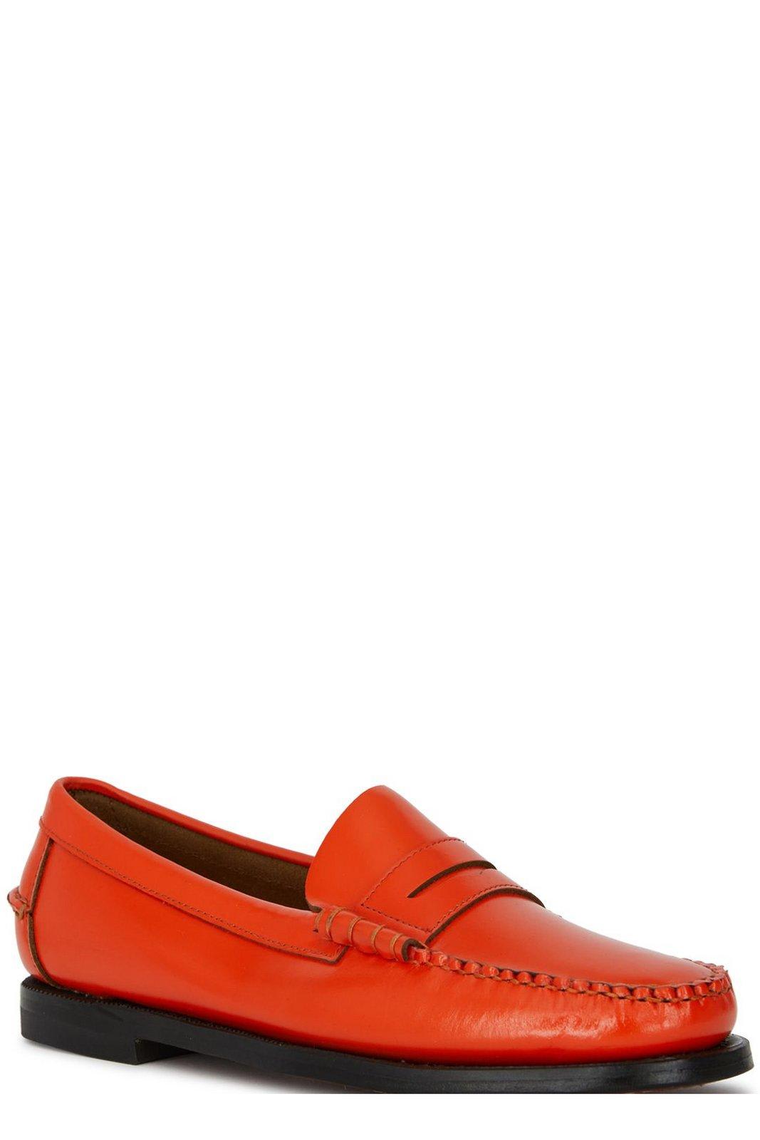 Shop Sebago Dan Penny Loafers In Orange Fluo