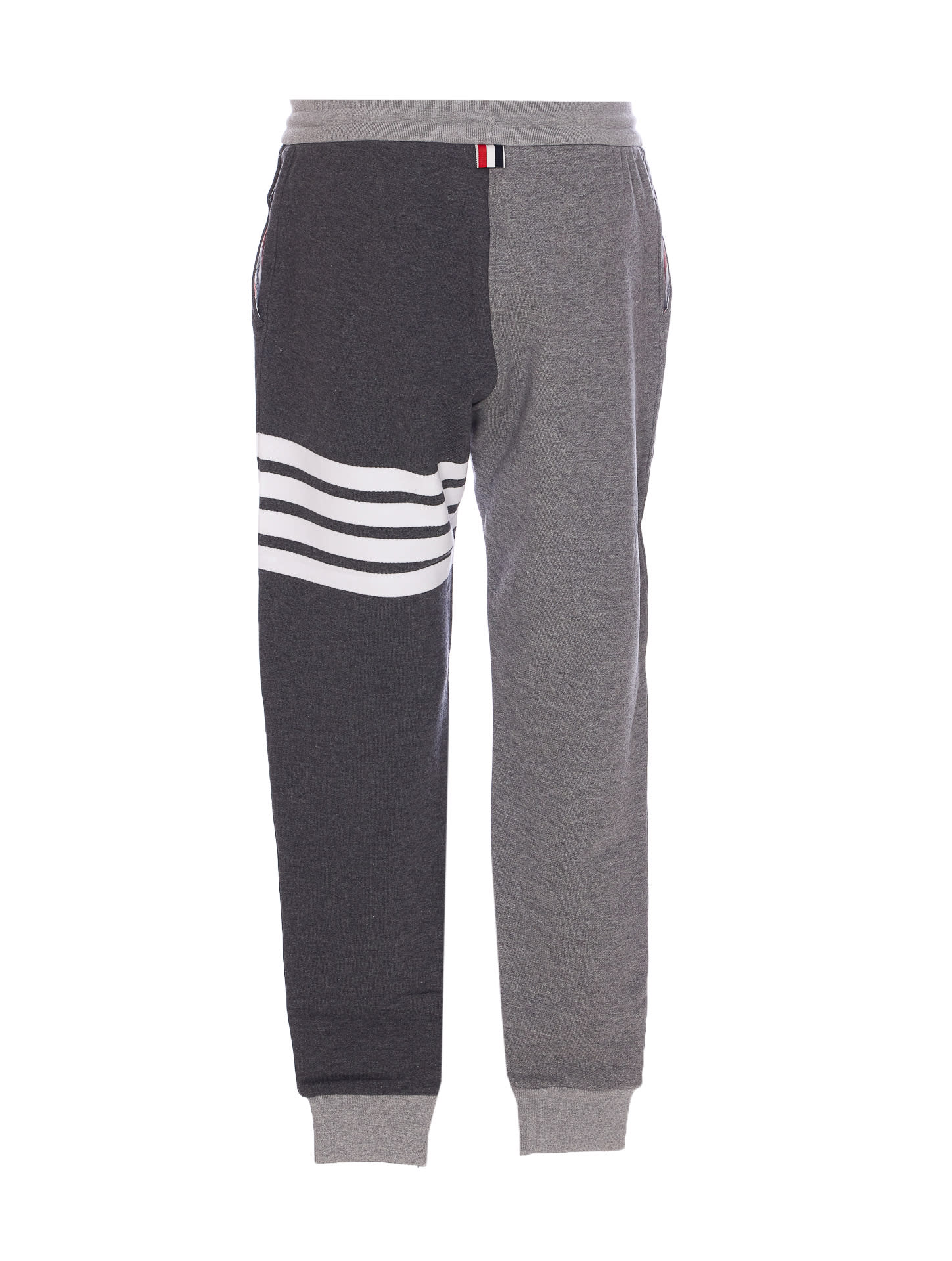Thom Browne Trousers Block Design Striped Detail In Gray