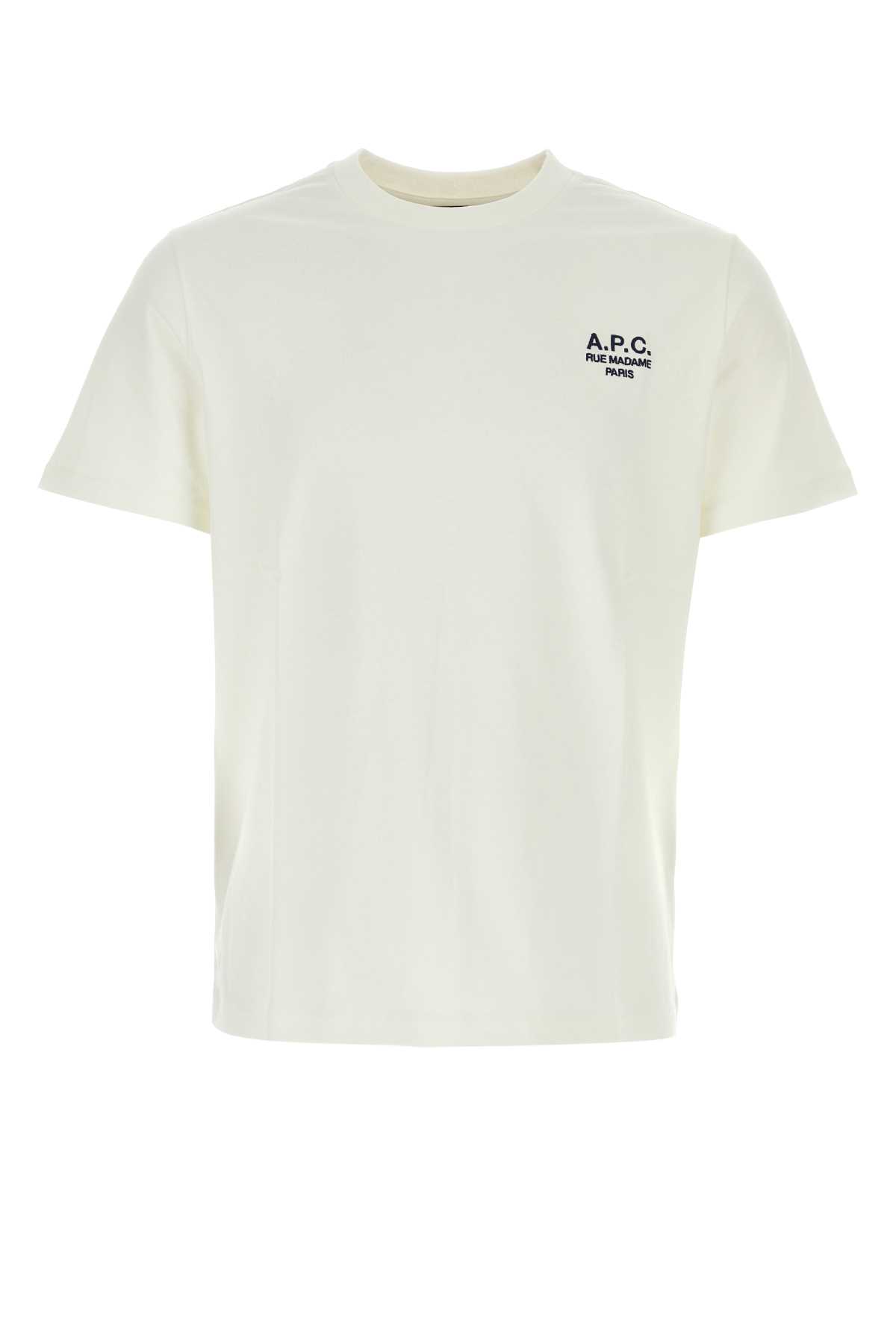 Shop Apc White Cotton T-shirt In Blancdarknavy