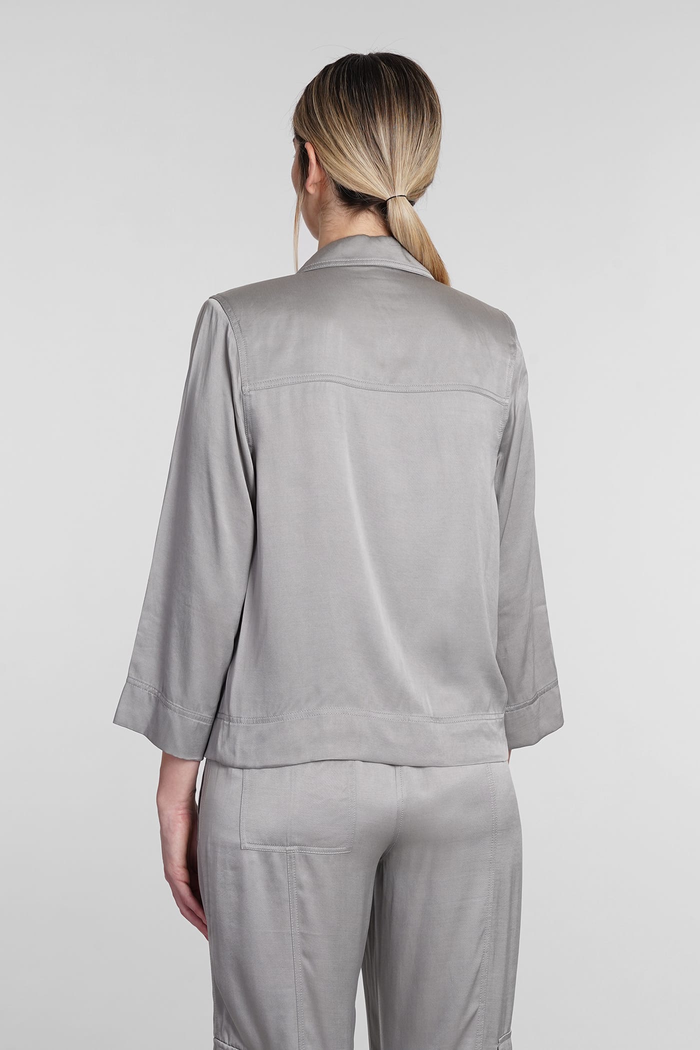 Shop Ganni Casual Jacket In Grey Viscose