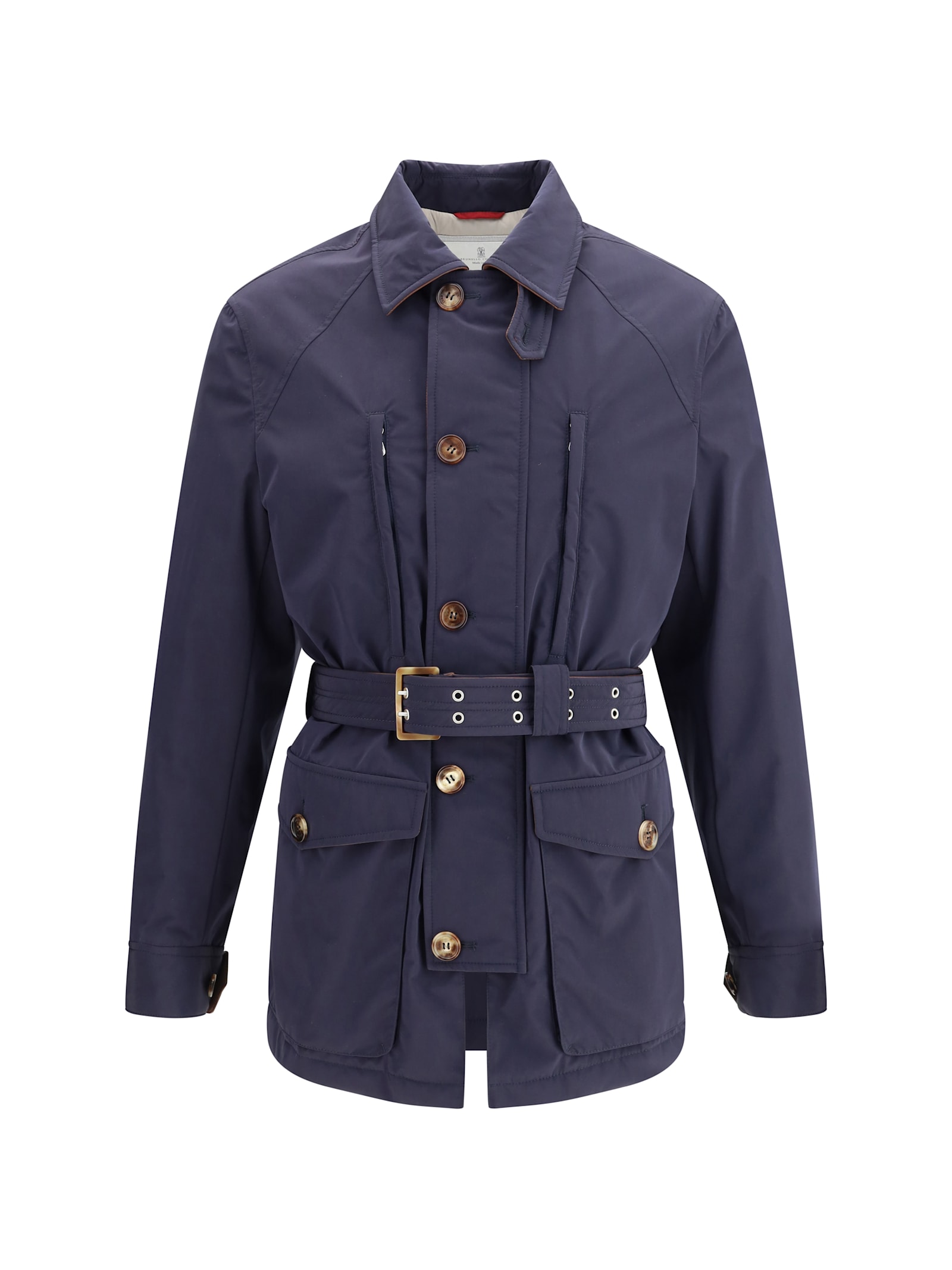 Brunello Cucinelli Men Membraned Nylon Saharan Jacket In Blue
