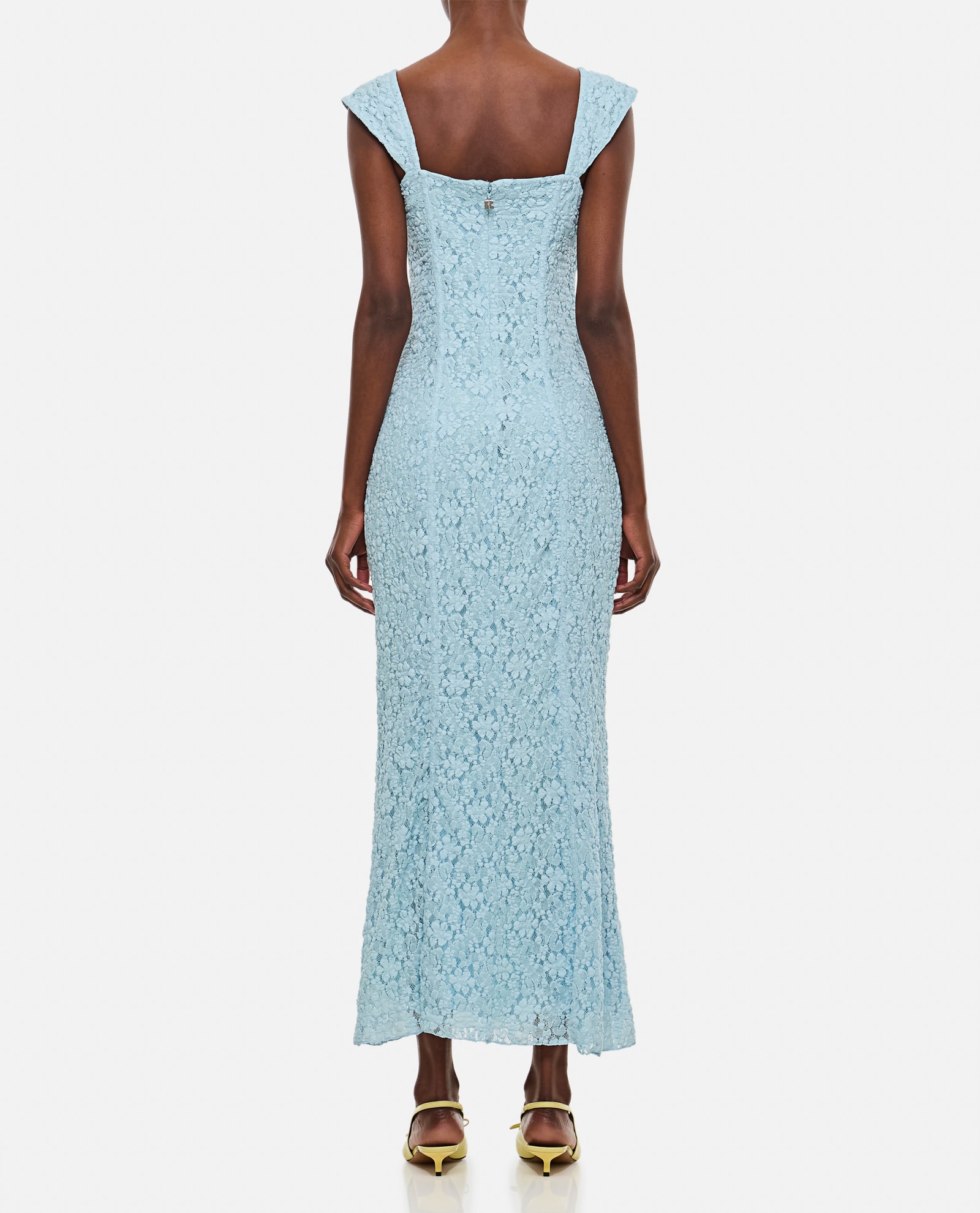 Shop Rotate Birger Christensen Lace Wide Strap Dress In Clear Blue
